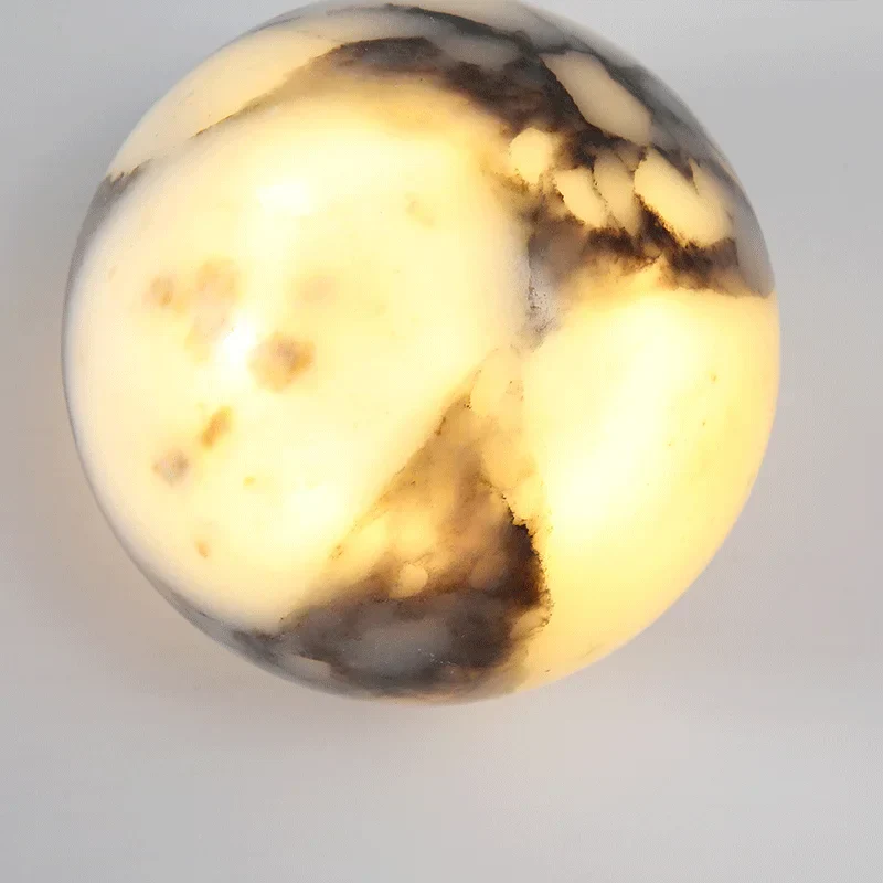 Marble Ball Wall Lamp LED Natural Stone Sconce for Bedroom Living Room Hallway - Image 5