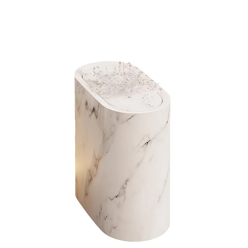 Marble Bathroom Trash Can with Lid Oval Small Kitchen Garbage Bin - Image 12