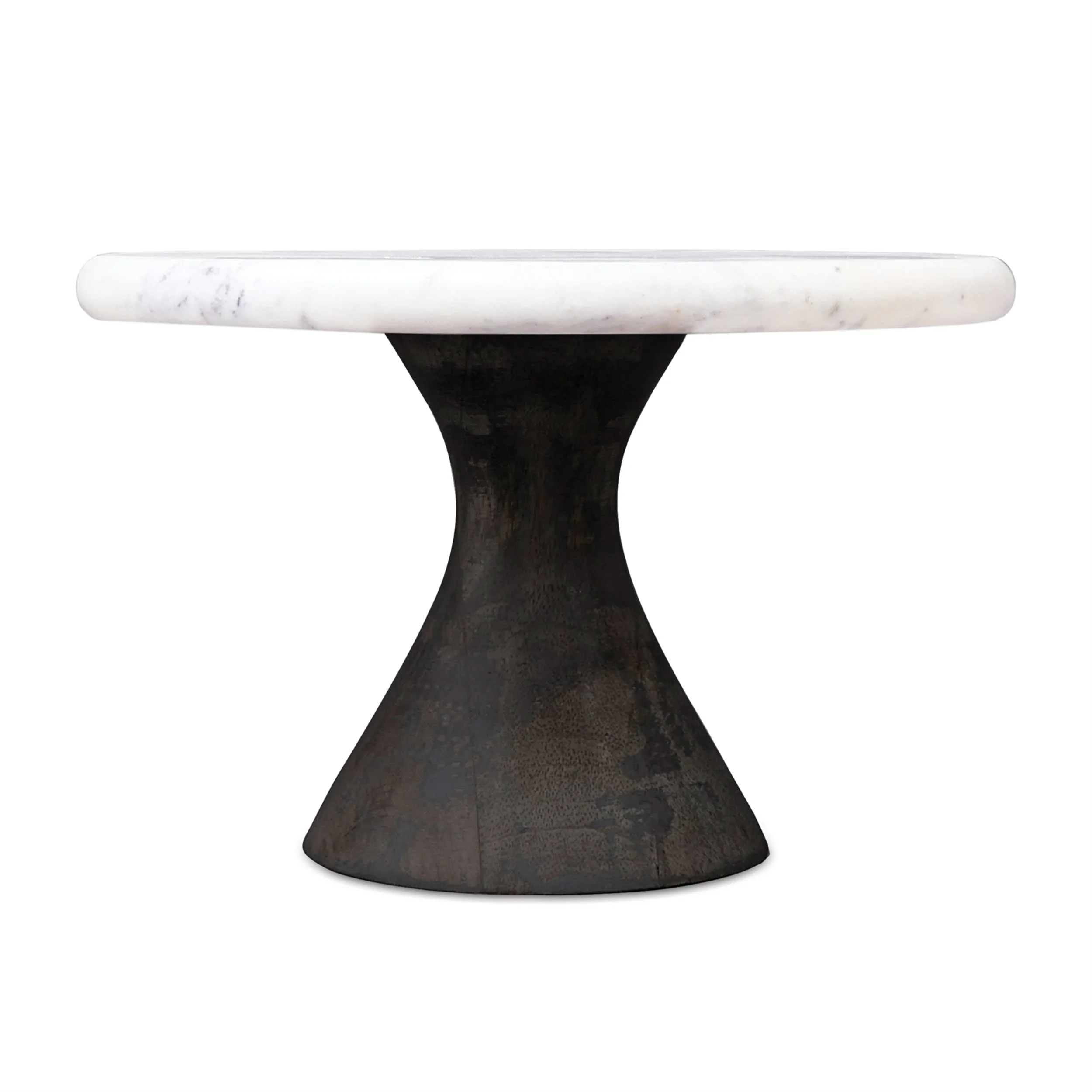 Marble Pedestal Tray with Wood Base (Set of 2) - Image 2