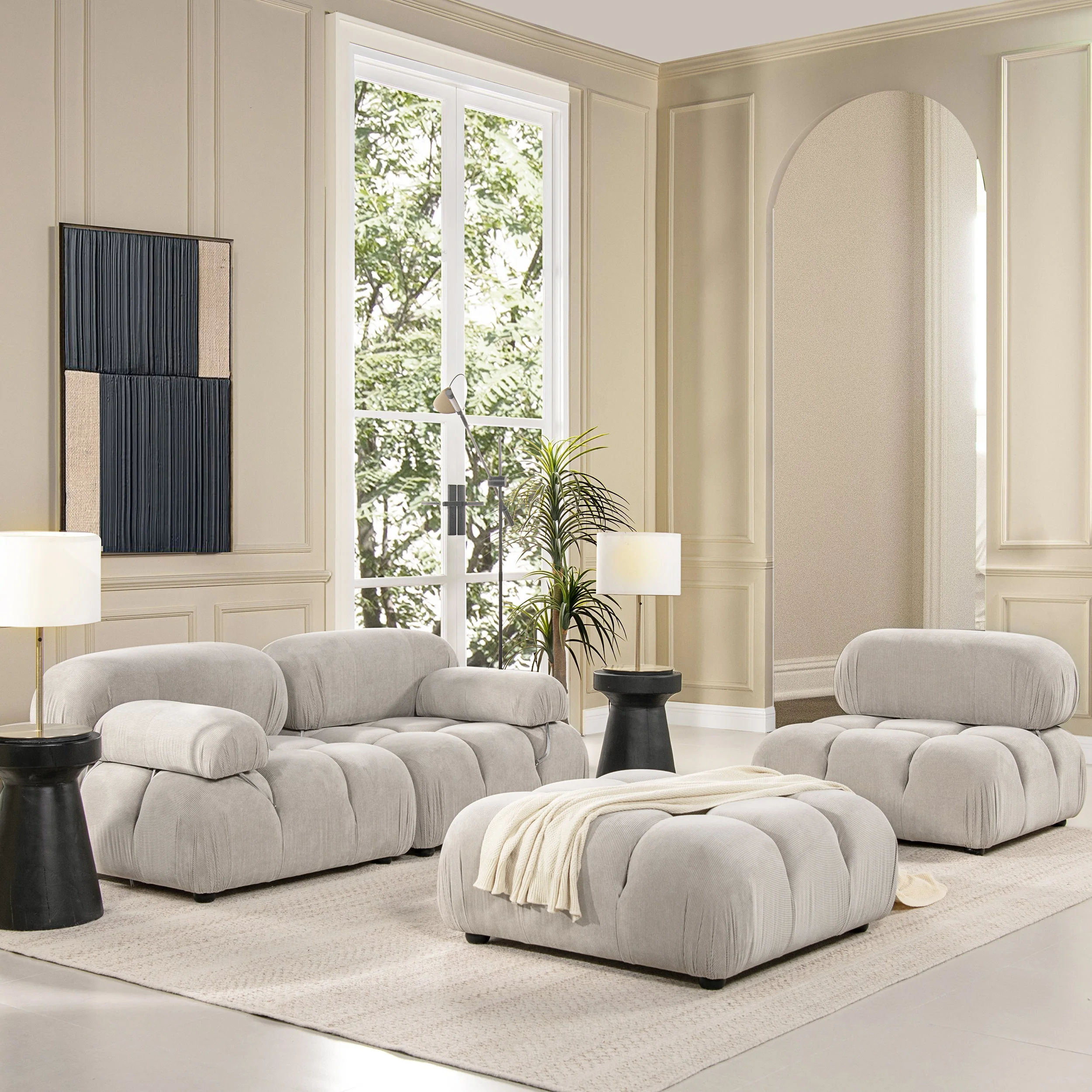 Marcel 36" Bubble Modular Modern Cocktail Ottoman - Image 4