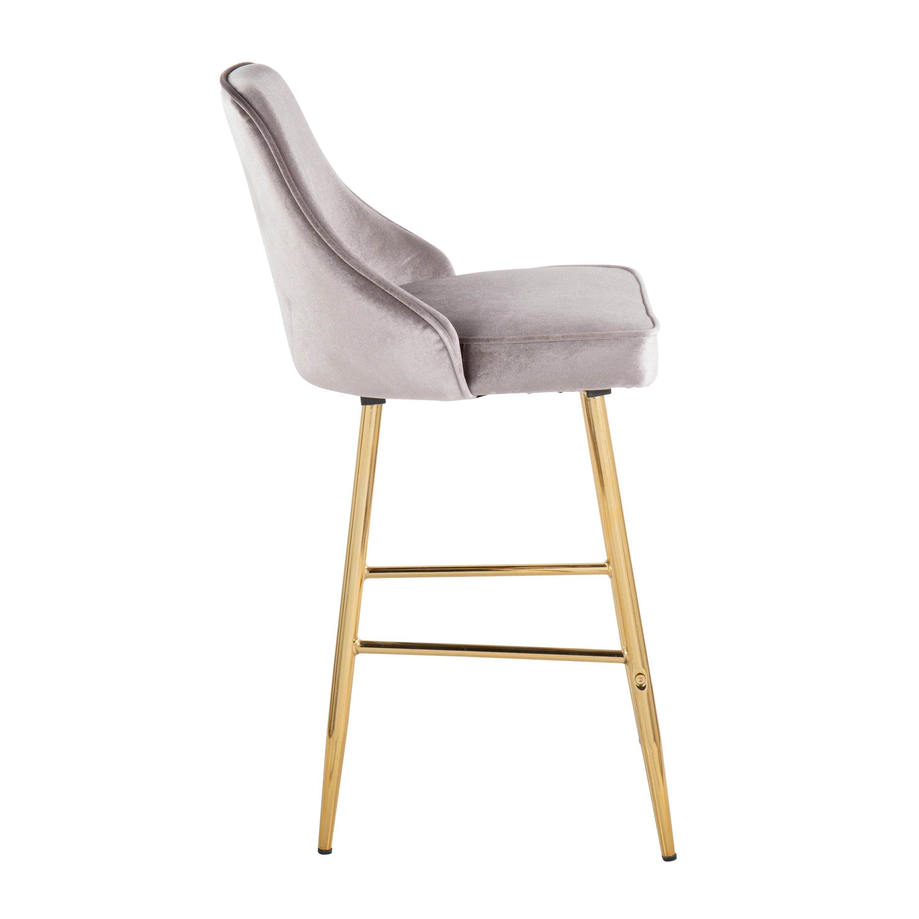 Marcel Contemporary/Glam Counter Stool in Gold Metal - Set of 2 - Image 3