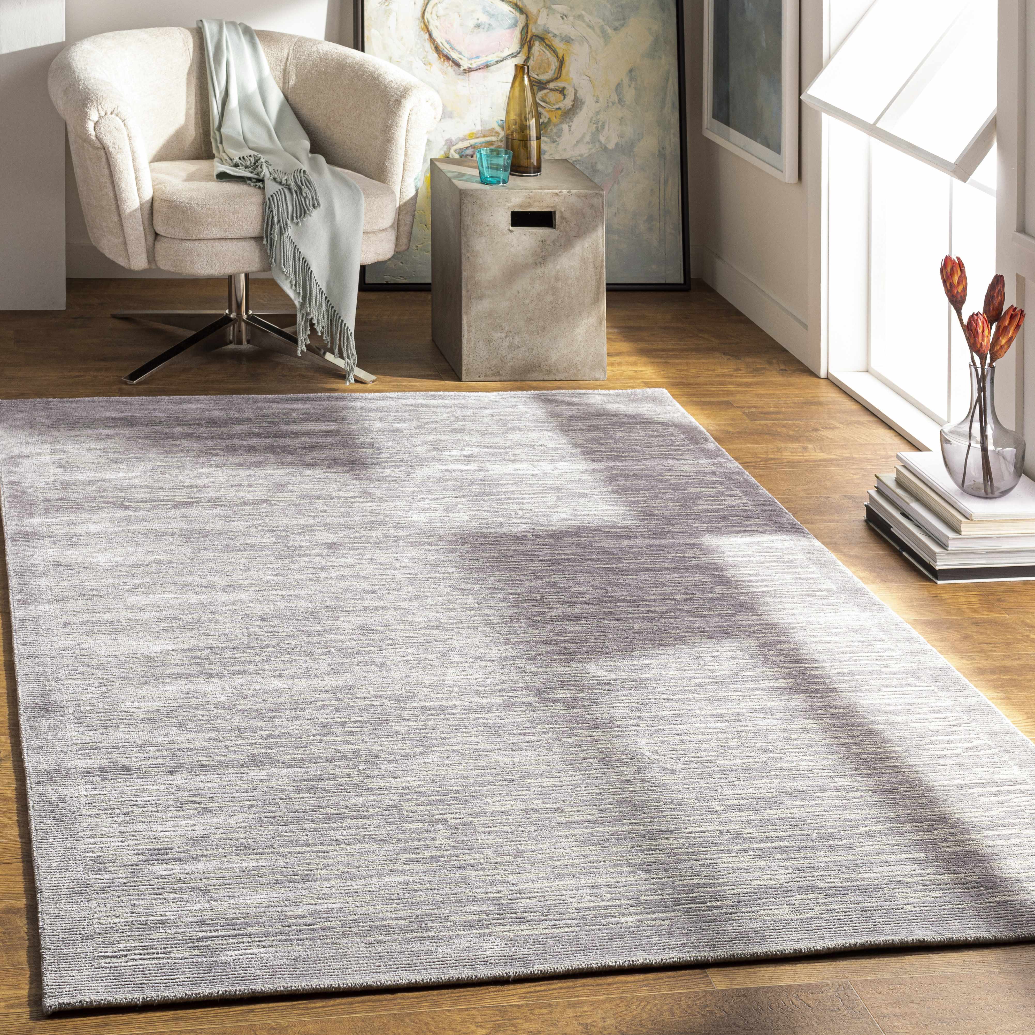Mardi Silver Premium Wool&Silk Area Rug - Clearance - Image 2