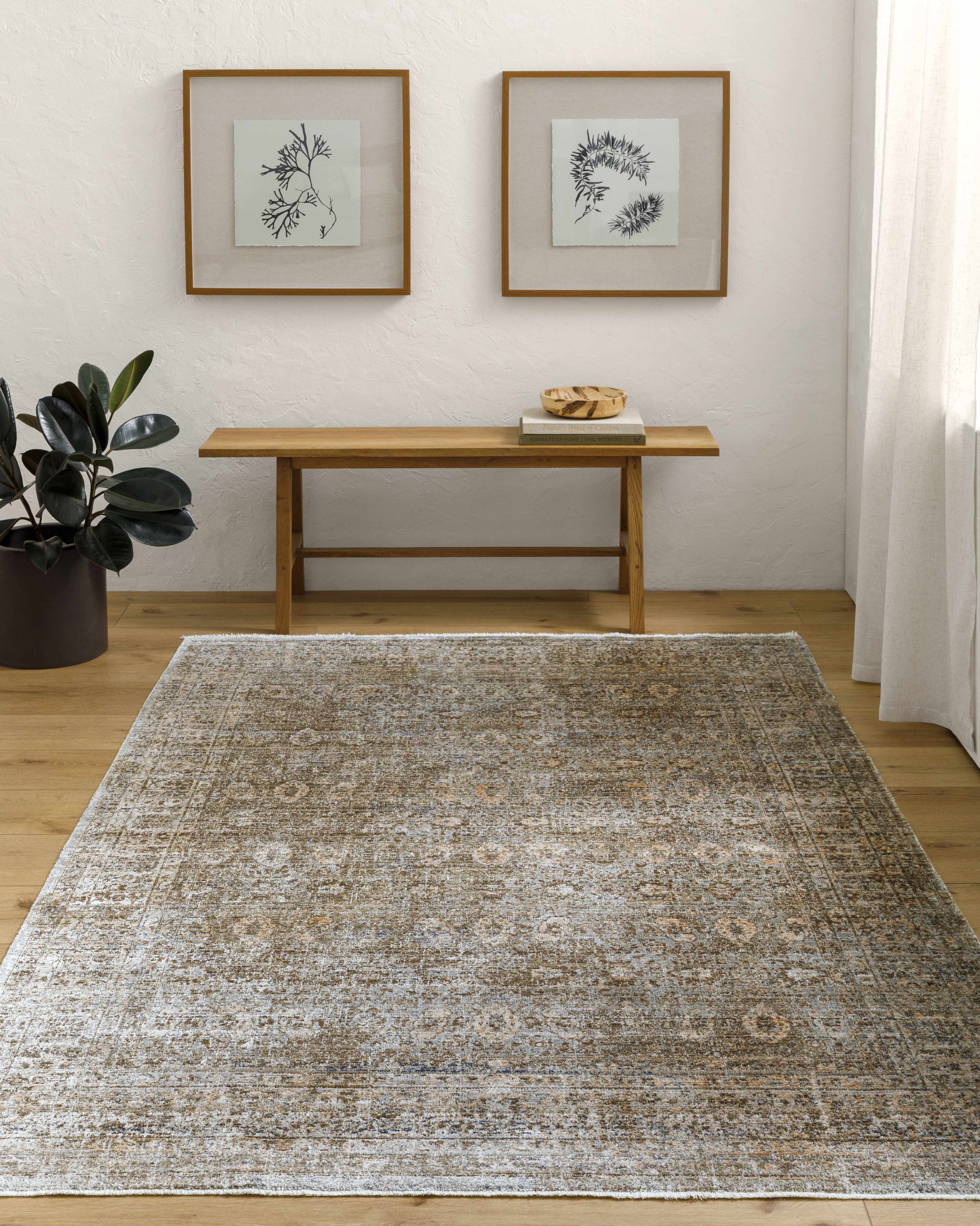 Margaret Damask Sage & Gray Washable Area Rug - Becki Owens x Livabliss - Image 2