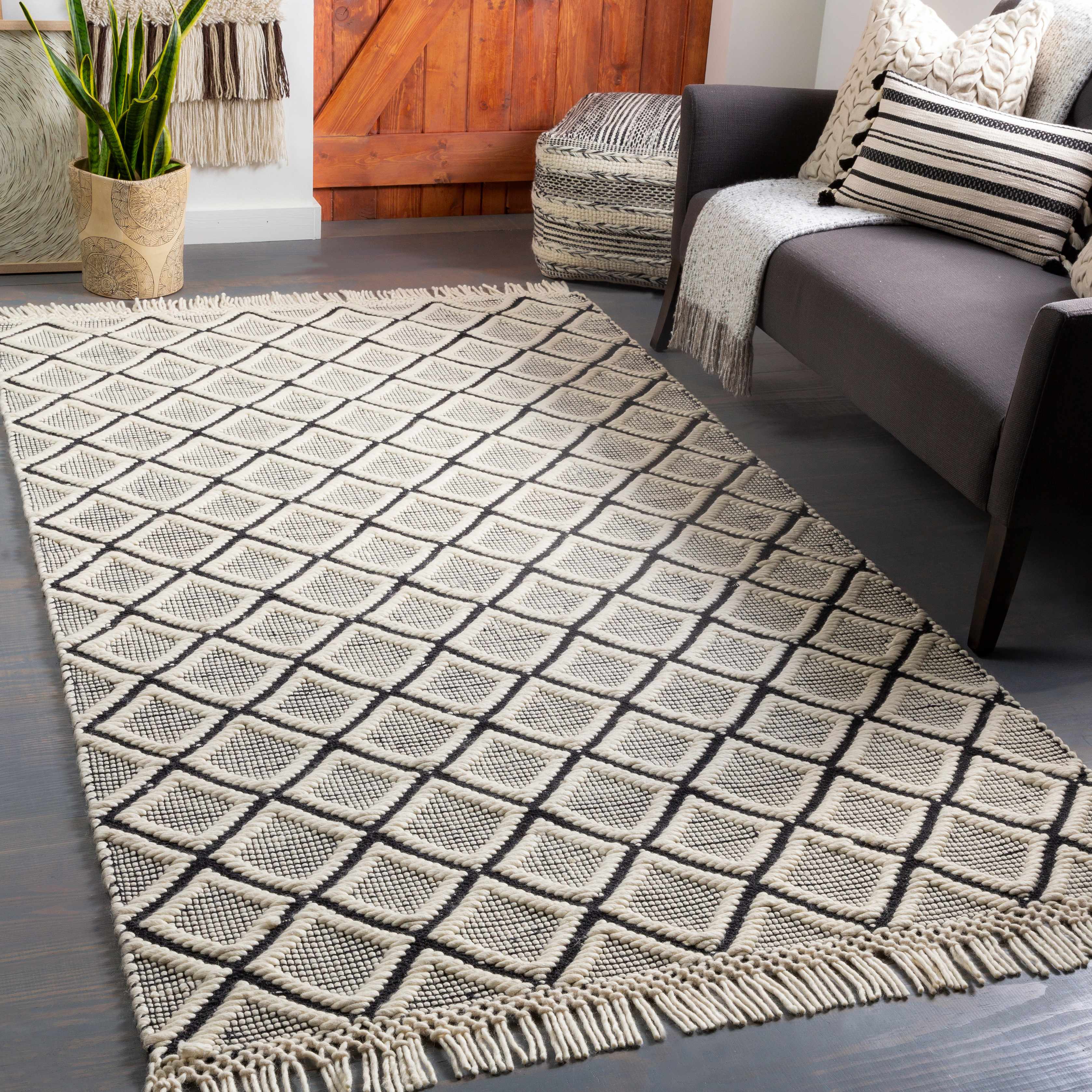 Maria Textured Hand Woven Wool Rug - Clearance - Image 2