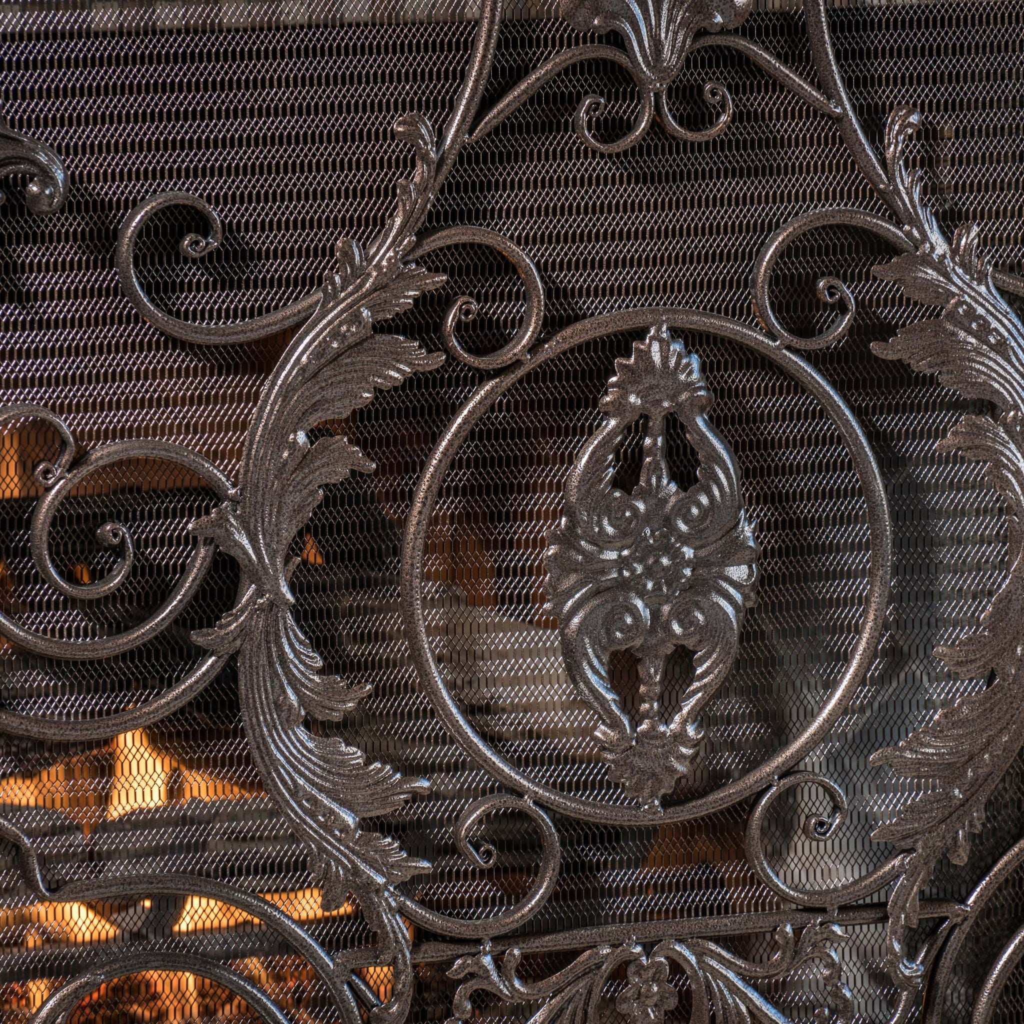Mariella - Traditional Floral Iron Fireplace Screen With Ornate Design - Image 4