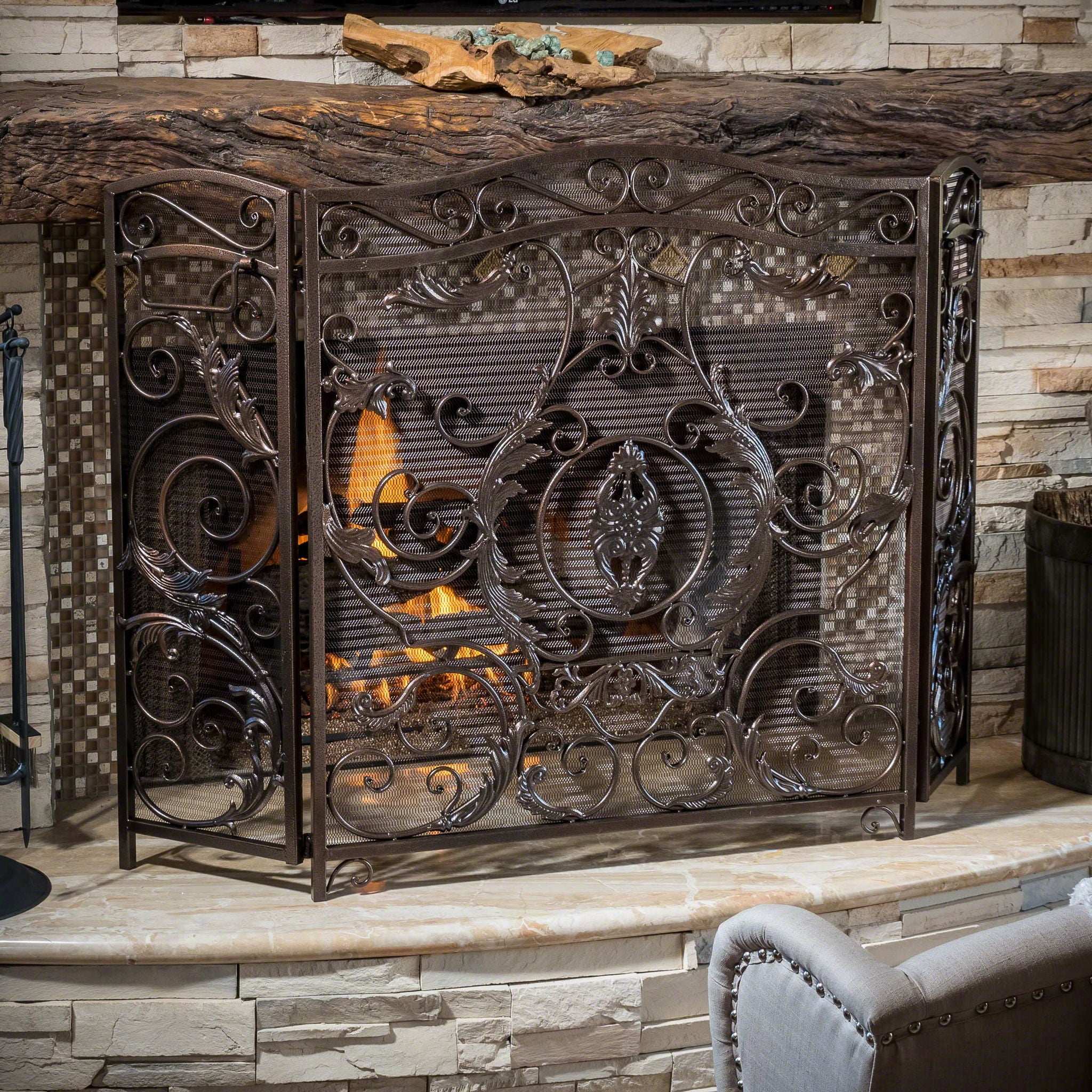 Mariella - Traditional Floral Iron Fireplace Screen With Ornate Design - Image 5