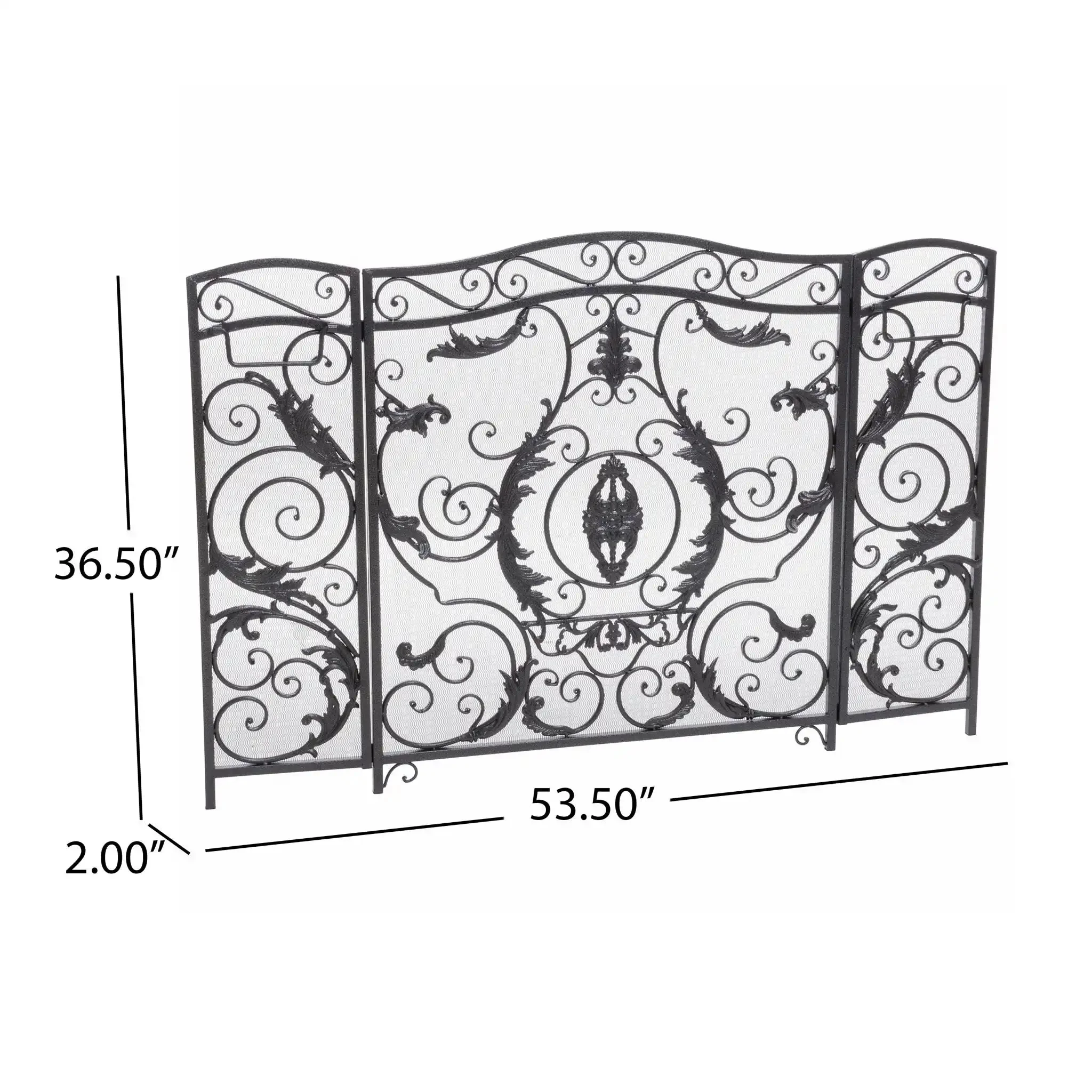 Mariella - Traditional Floral Iron Fireplace Screen With Ornate Design - Image 7
