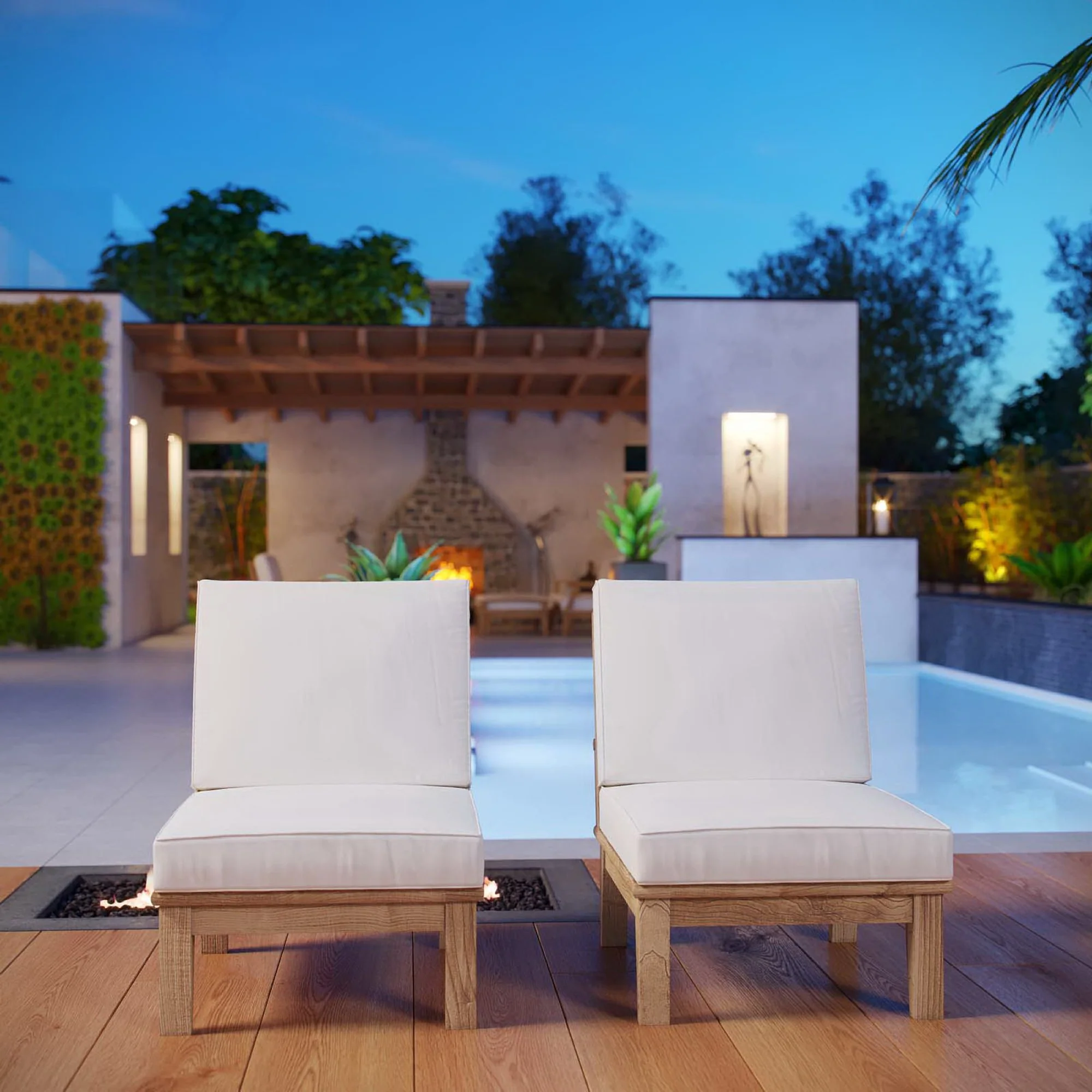 Marina 2 Piece Outdoor Patio Teak Set by Modway - Image 5