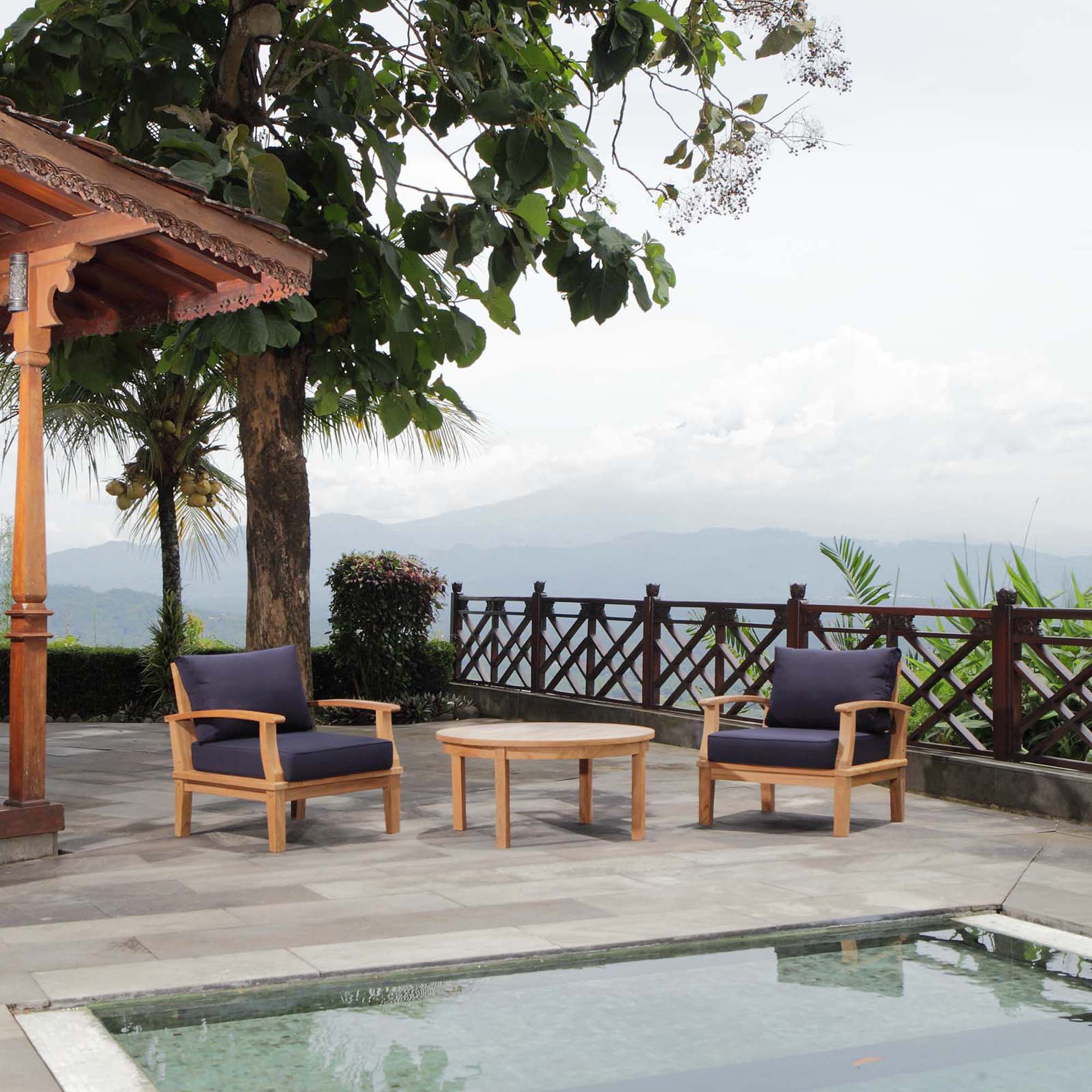 Marina 3 Piece Outdoor Patio Teak Set by Modway - Image 6