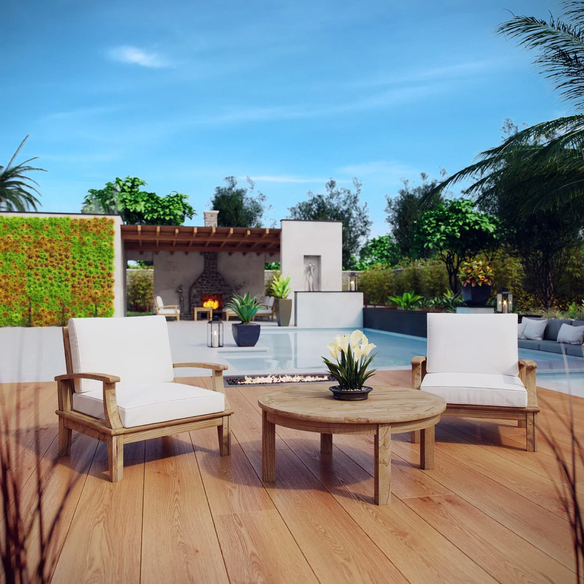 Marina 3 Piece Outdoor Patio Teak Set by Modway - Image 8