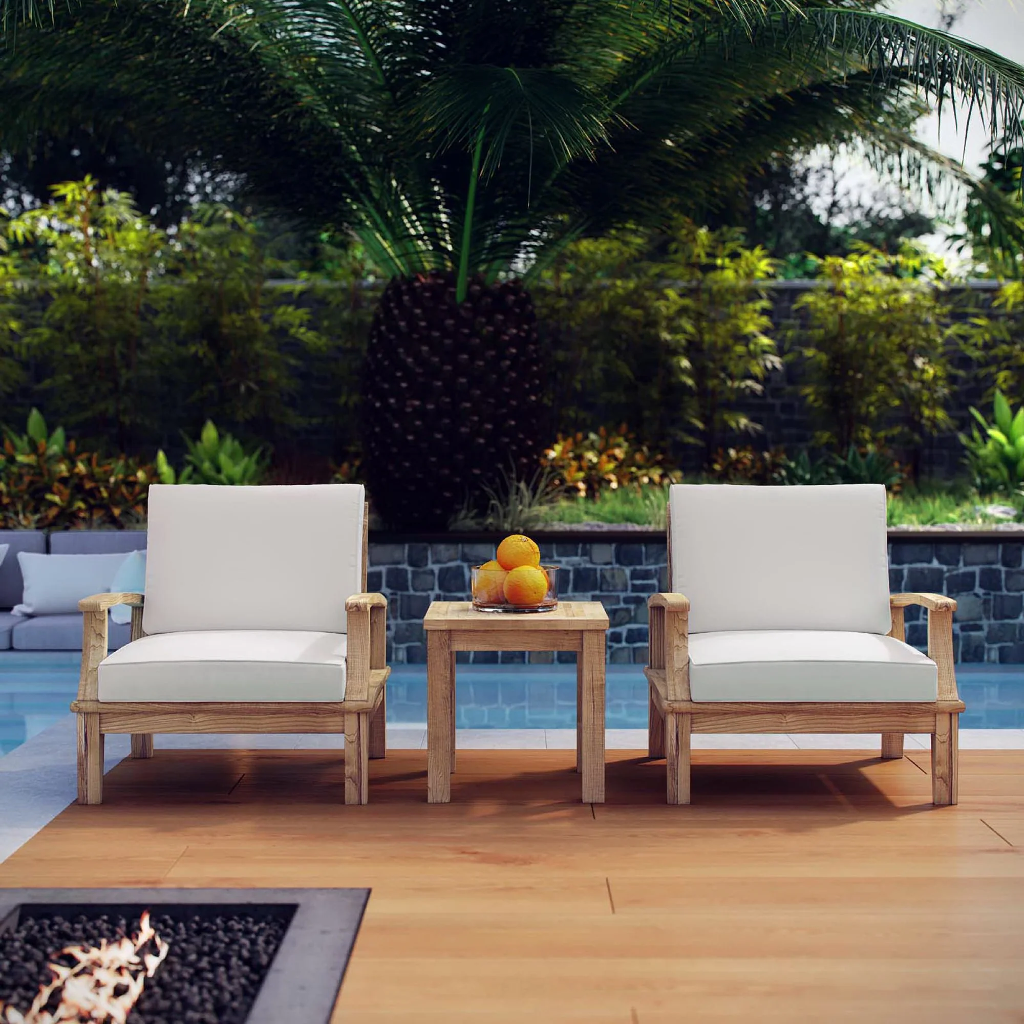 Marina 3-Piece Outdoor Patio Teak Set by Modway - Image 6