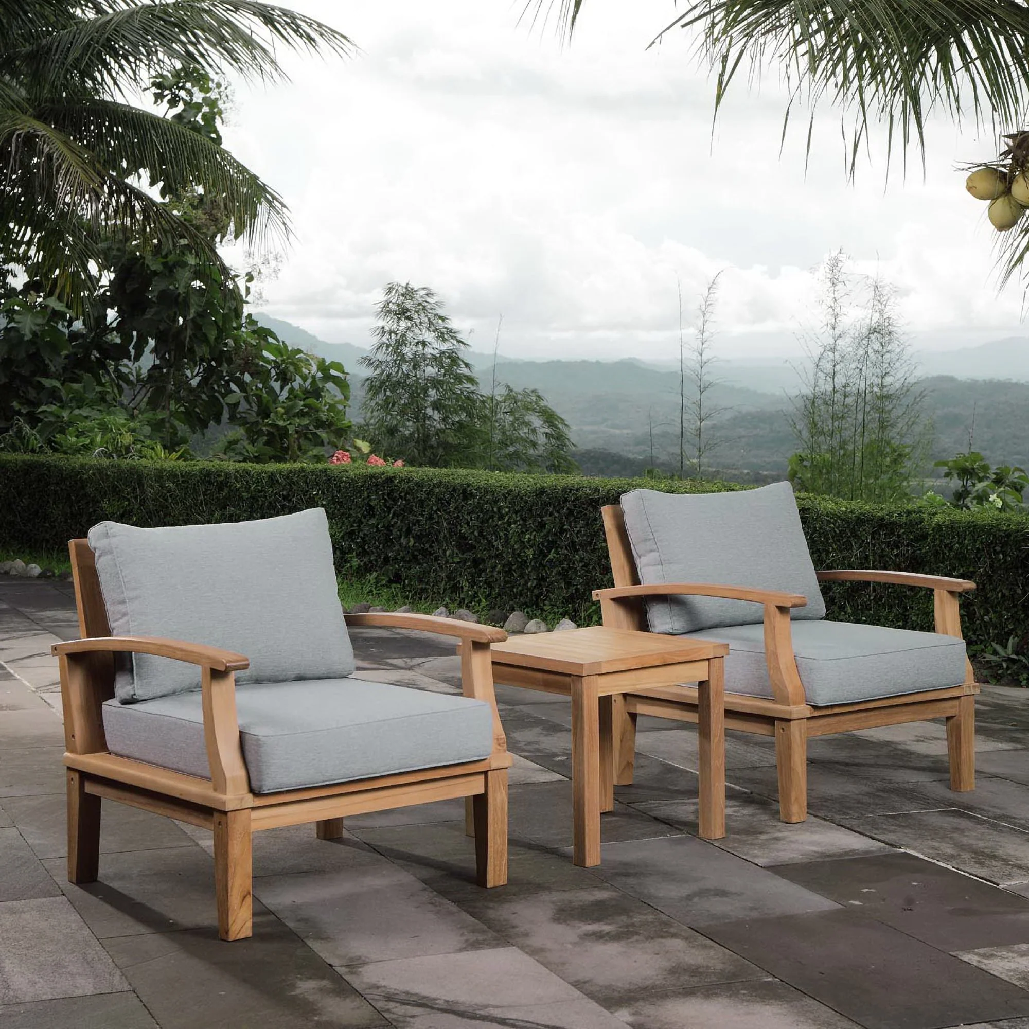Marina 3-Piece Outdoor Patio Teak Set by Modway - Image 7