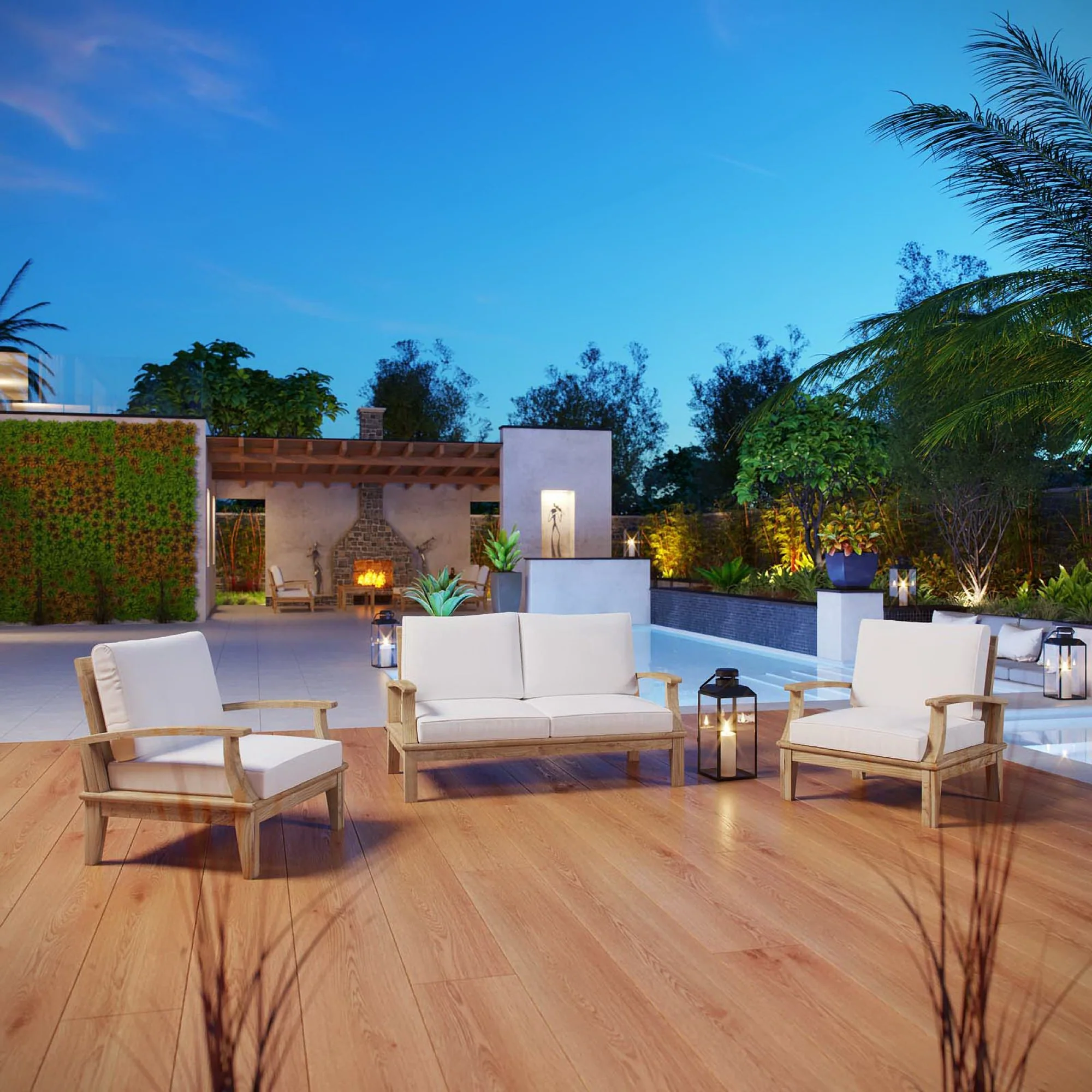 Marina 3 Piece Outdoor Patio Teak Set by Modway - Image 8