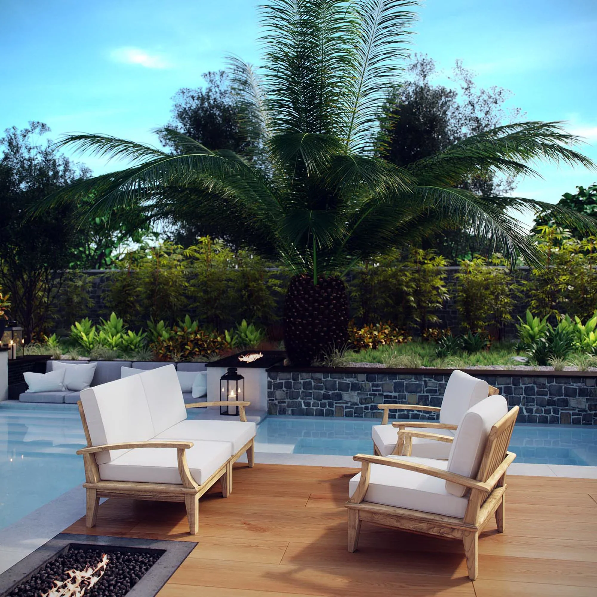 Marina 4 Piece Outdoor Patio Teak Set by Modway - Image 8