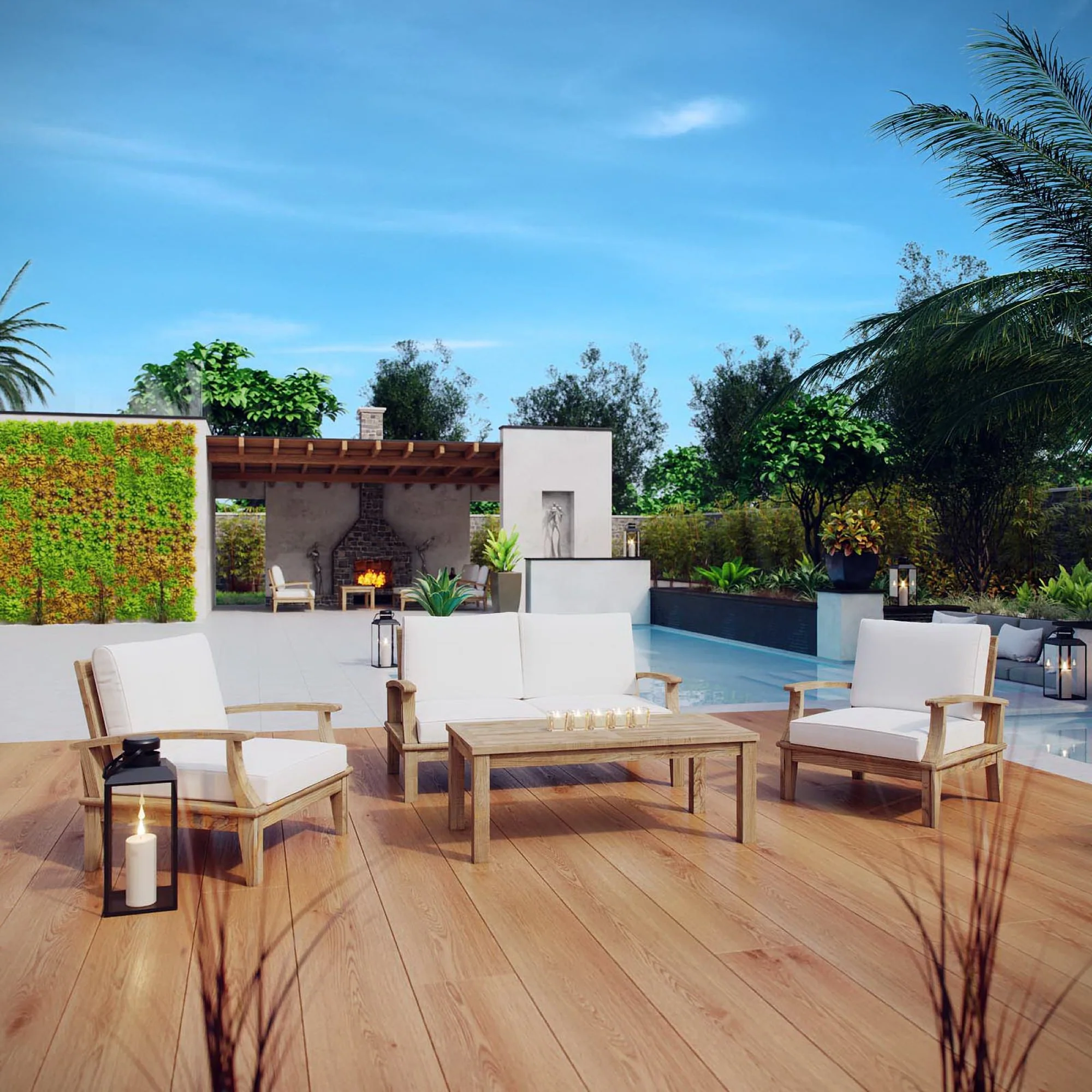 Marina 4 Piece Outdoor Patio Teak Set by Modway - Image 9