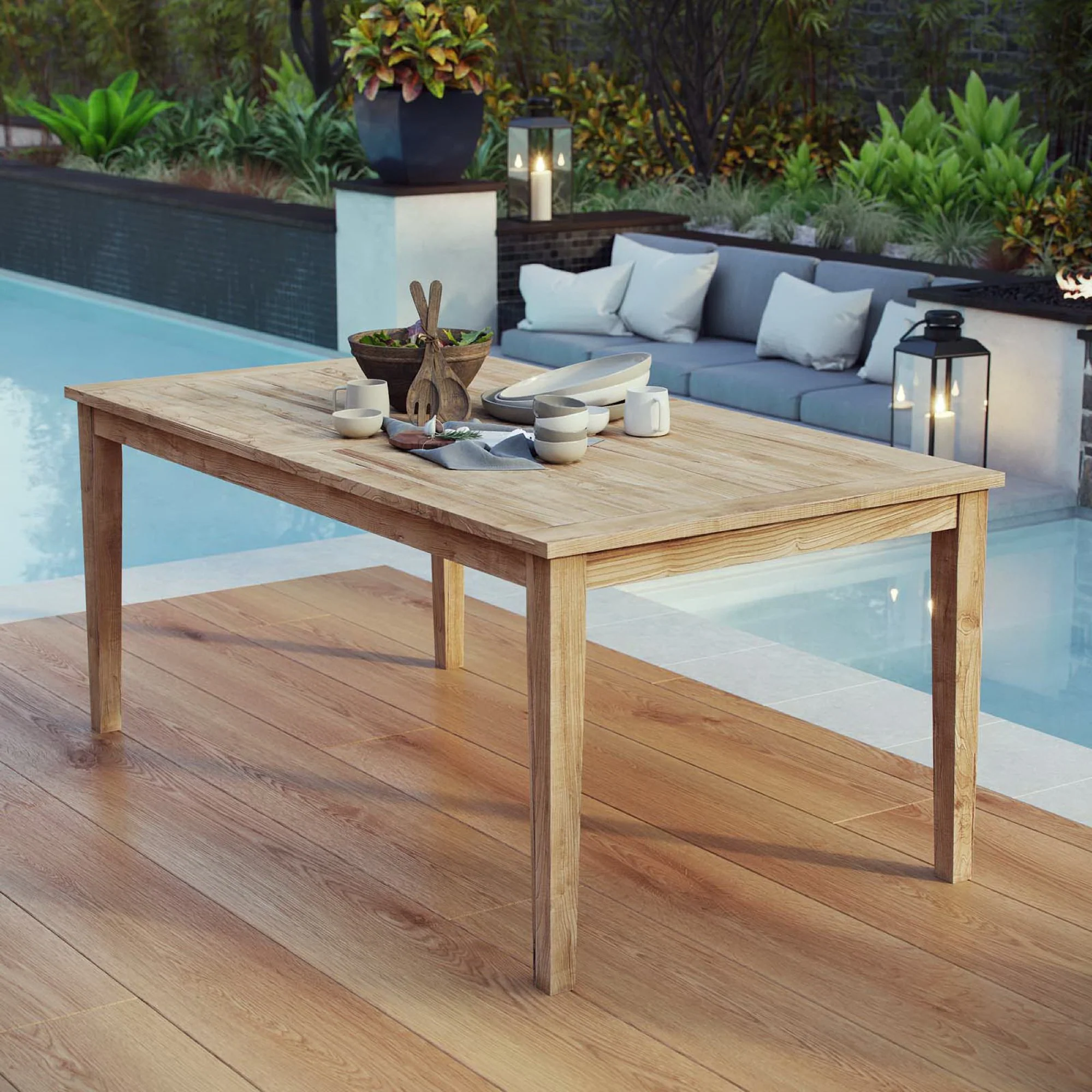 Marina 72" Outdoor Patio Teak Dining Table by Modway - Image 4