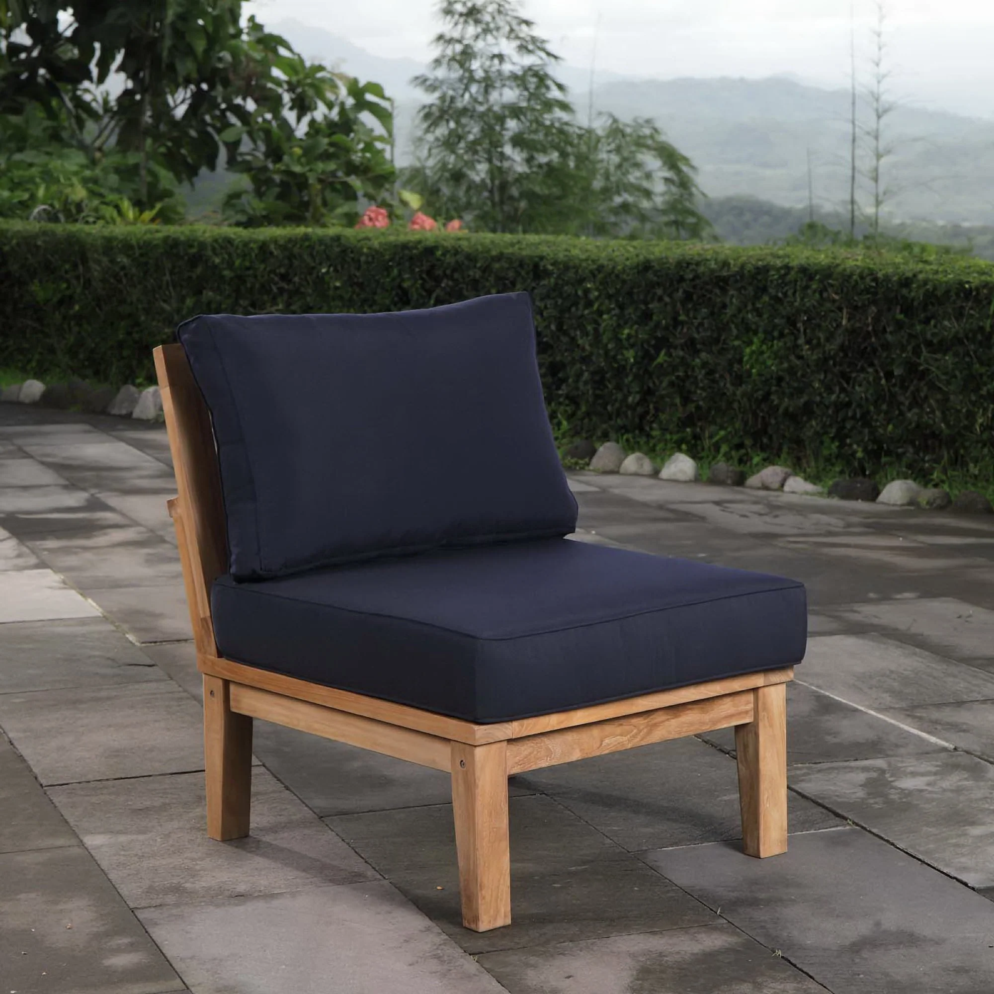 Marina Armless Outdoor Patio Teak Sofa by Modway - Image 8