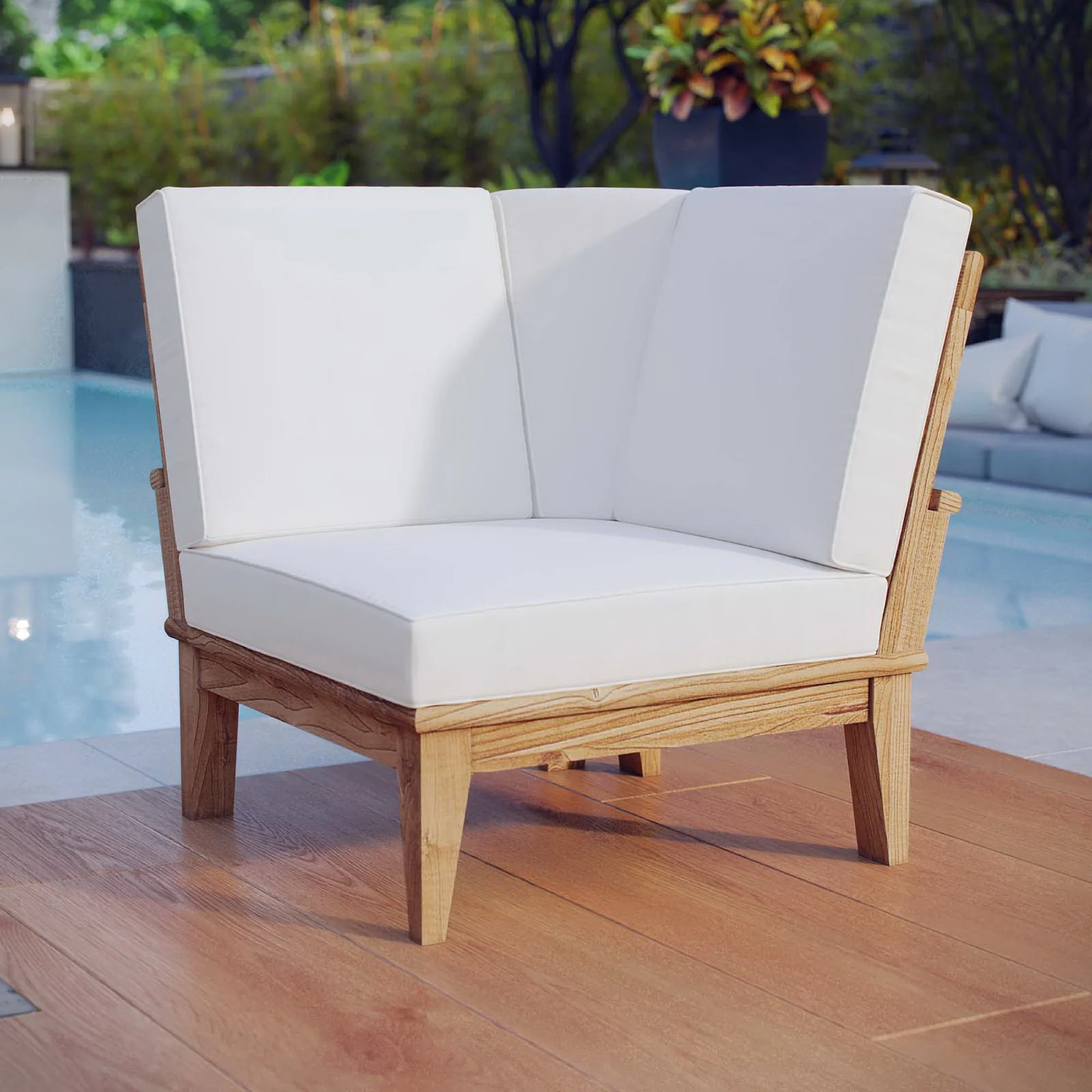 Marina Outdoor Patio Teak Corner Sofa by Modway - Image 4