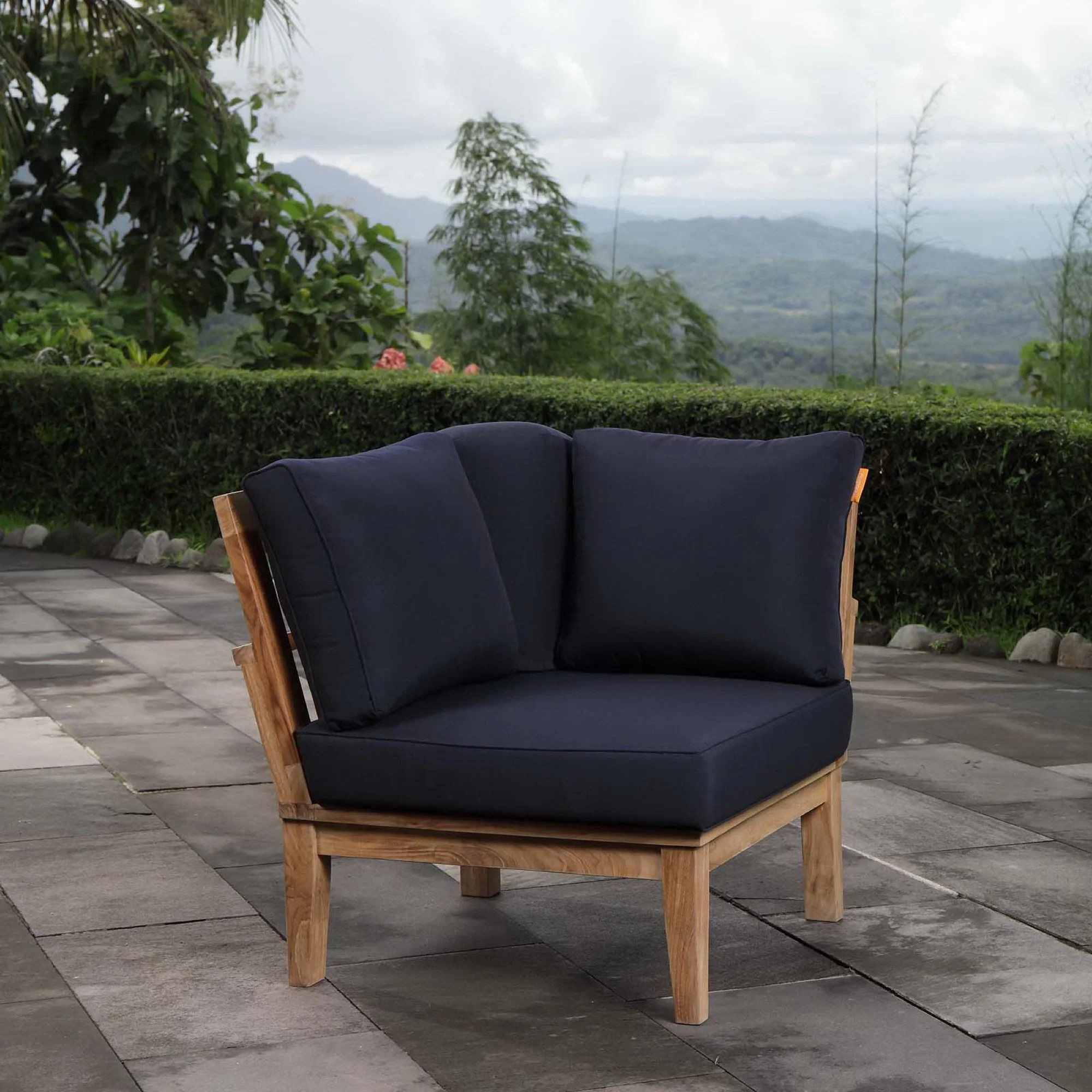Marina Outdoor Patio Teak Corner Sofa by Modway - Image 8