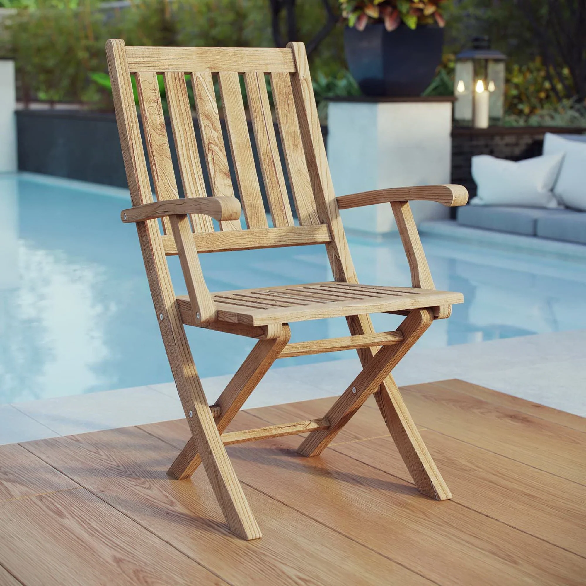 Marina Outdoor Patio Teak Folding Chair by Modway - Image 6