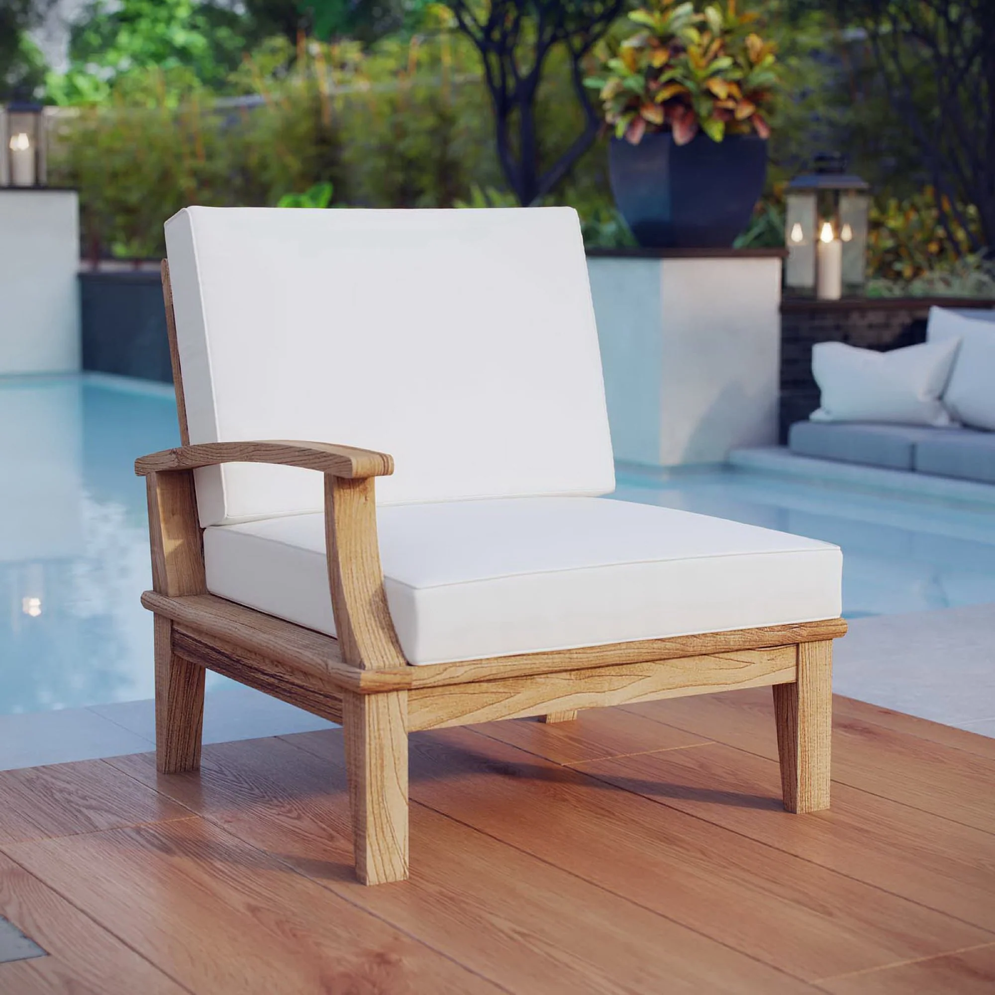 Marina Outdoor Patio Teak Left-Facing Sofa by Modway - Image 5