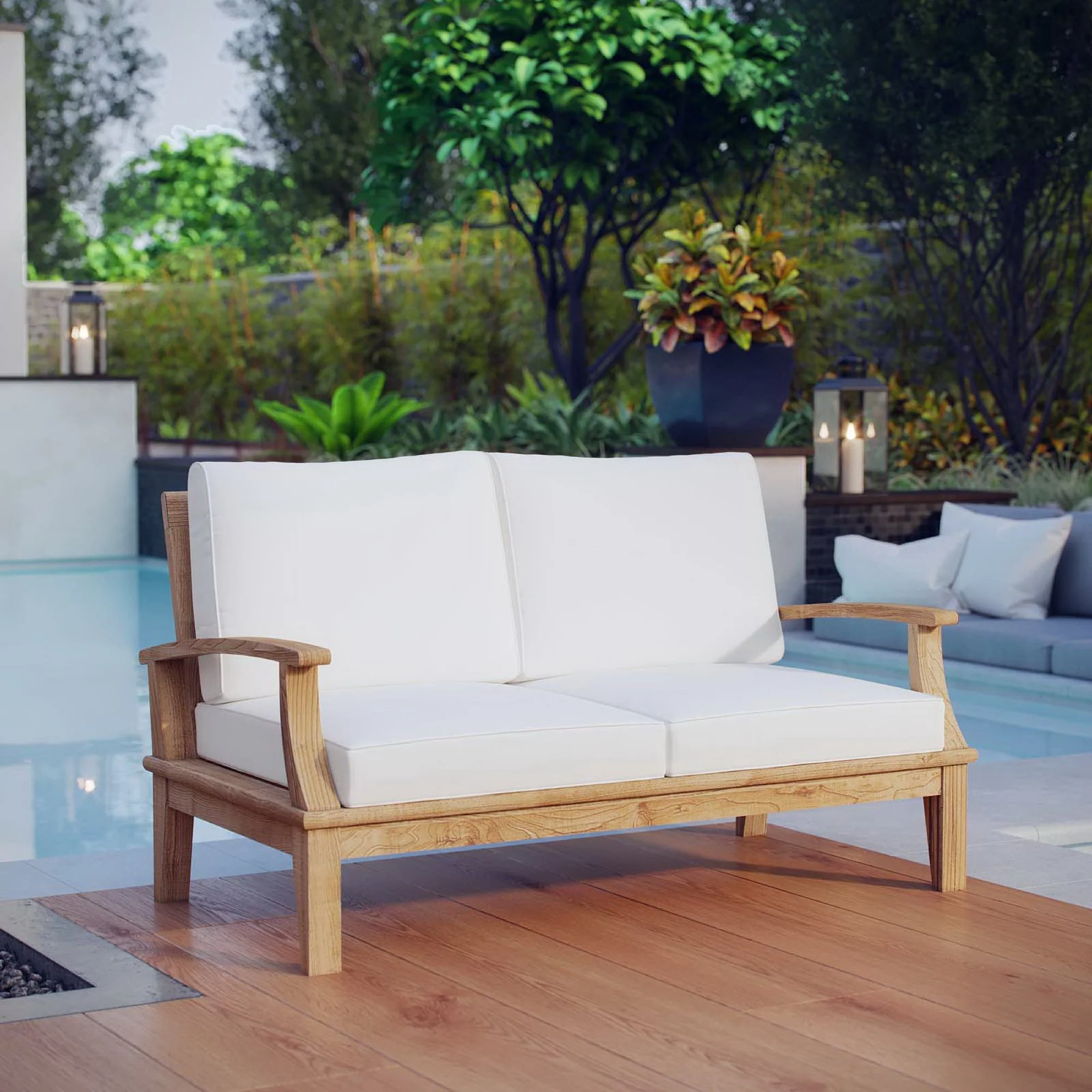 Marina Outdoor Patio Teak Loveseat by Modway - Image 10