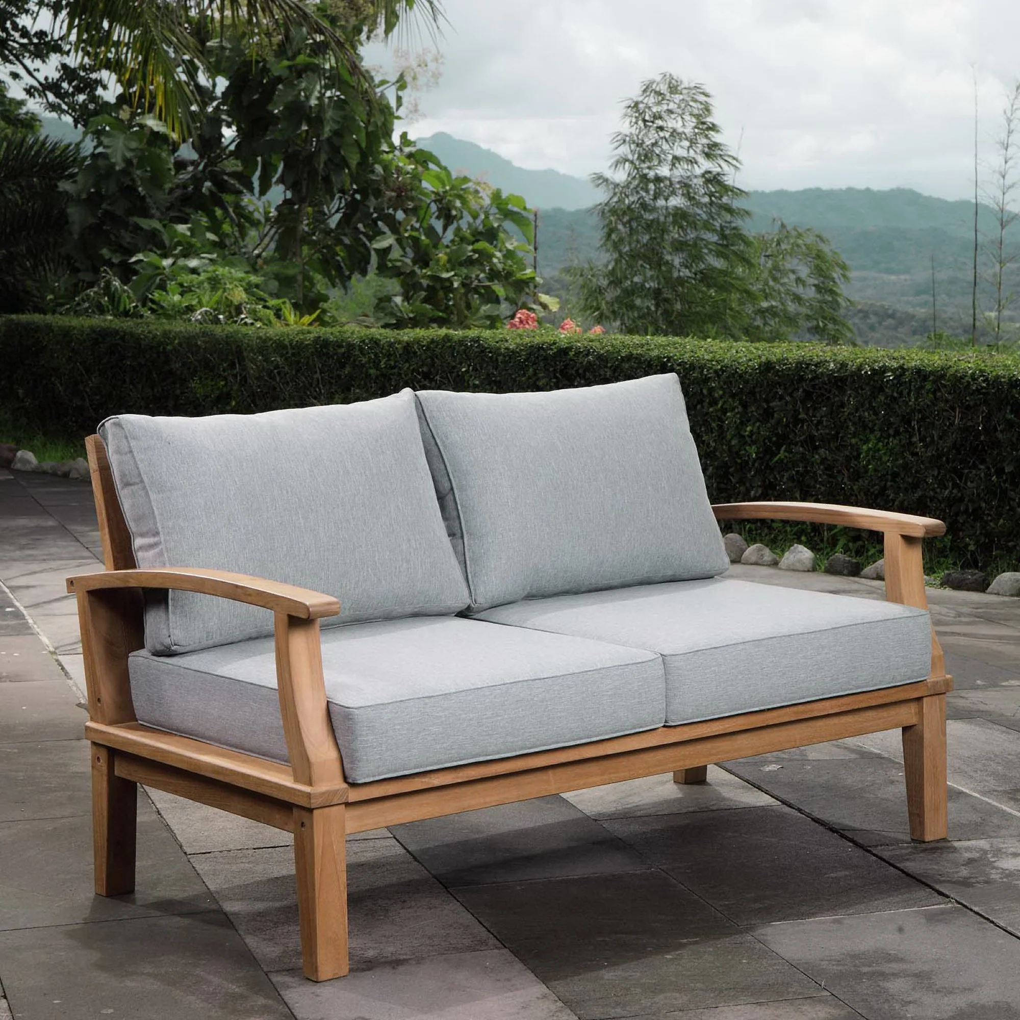 Marina Outdoor Patio Teak Loveseat by Modway - Image 9