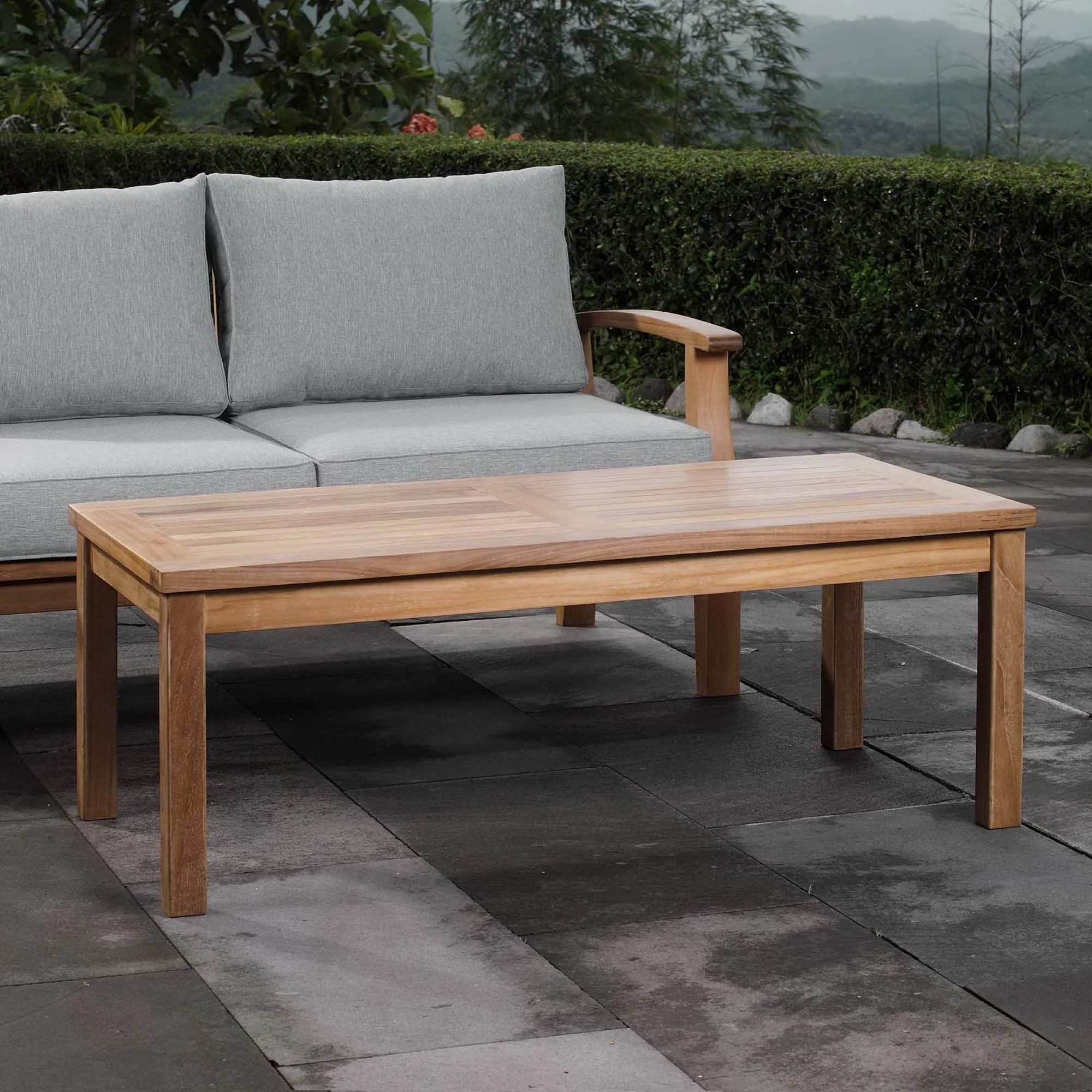 Marina Outdoor Patio Teak Rectangle Coffee Table by Modway - Image 5