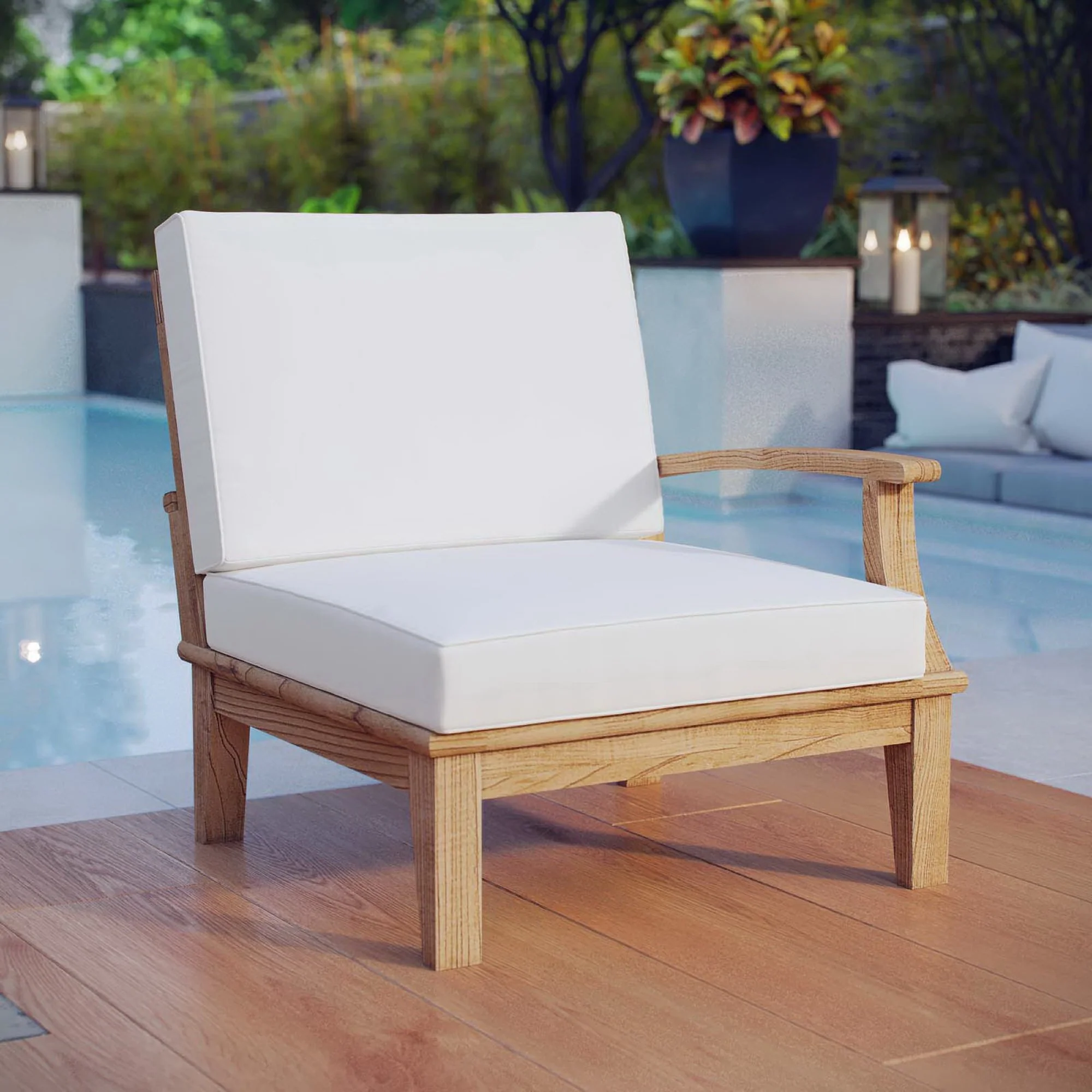 Marina Outdoor Patio Teak Right-Facing Sofa by Modway - Image 10