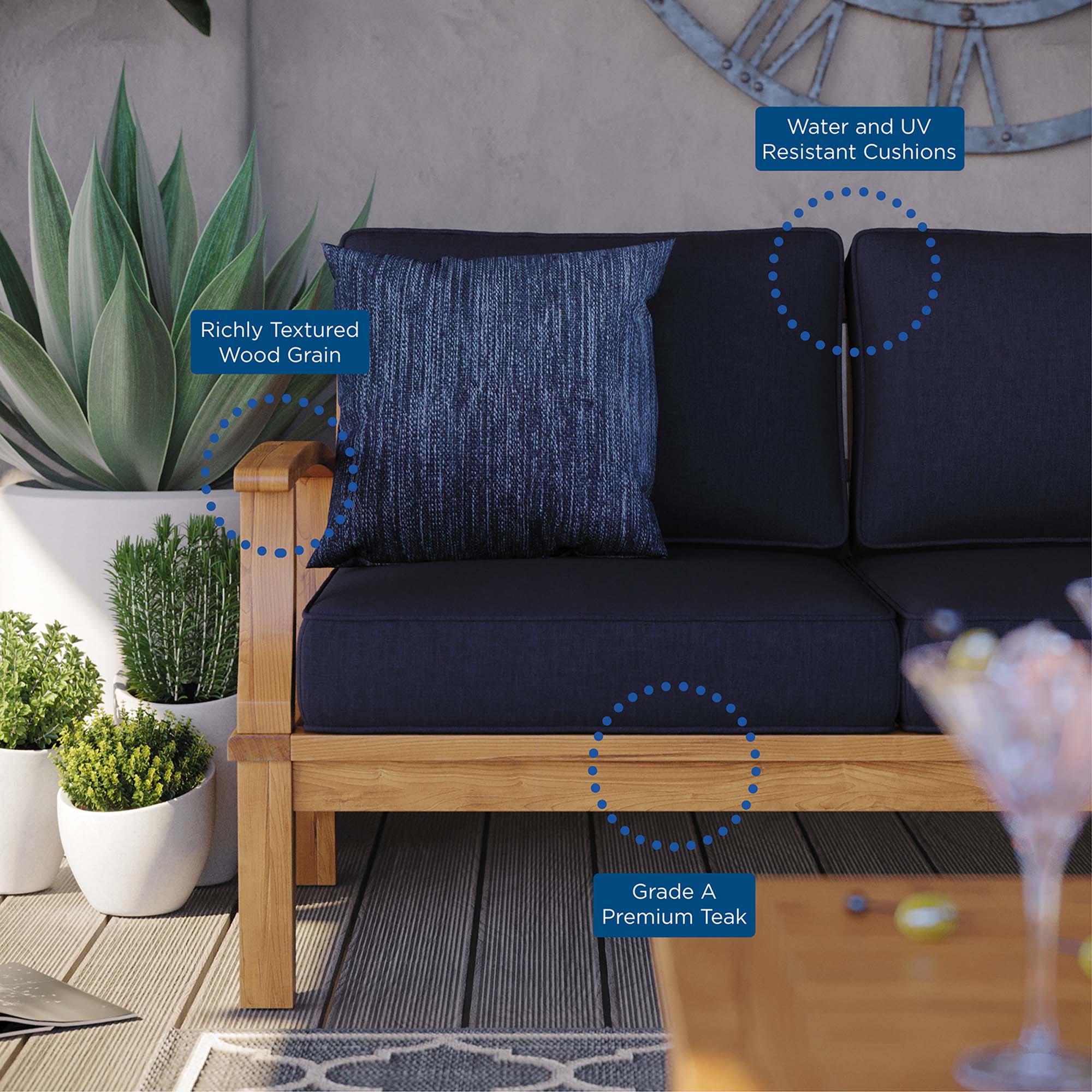 Marina Outdoor Patio Teak Sofa by Modway - Image 18