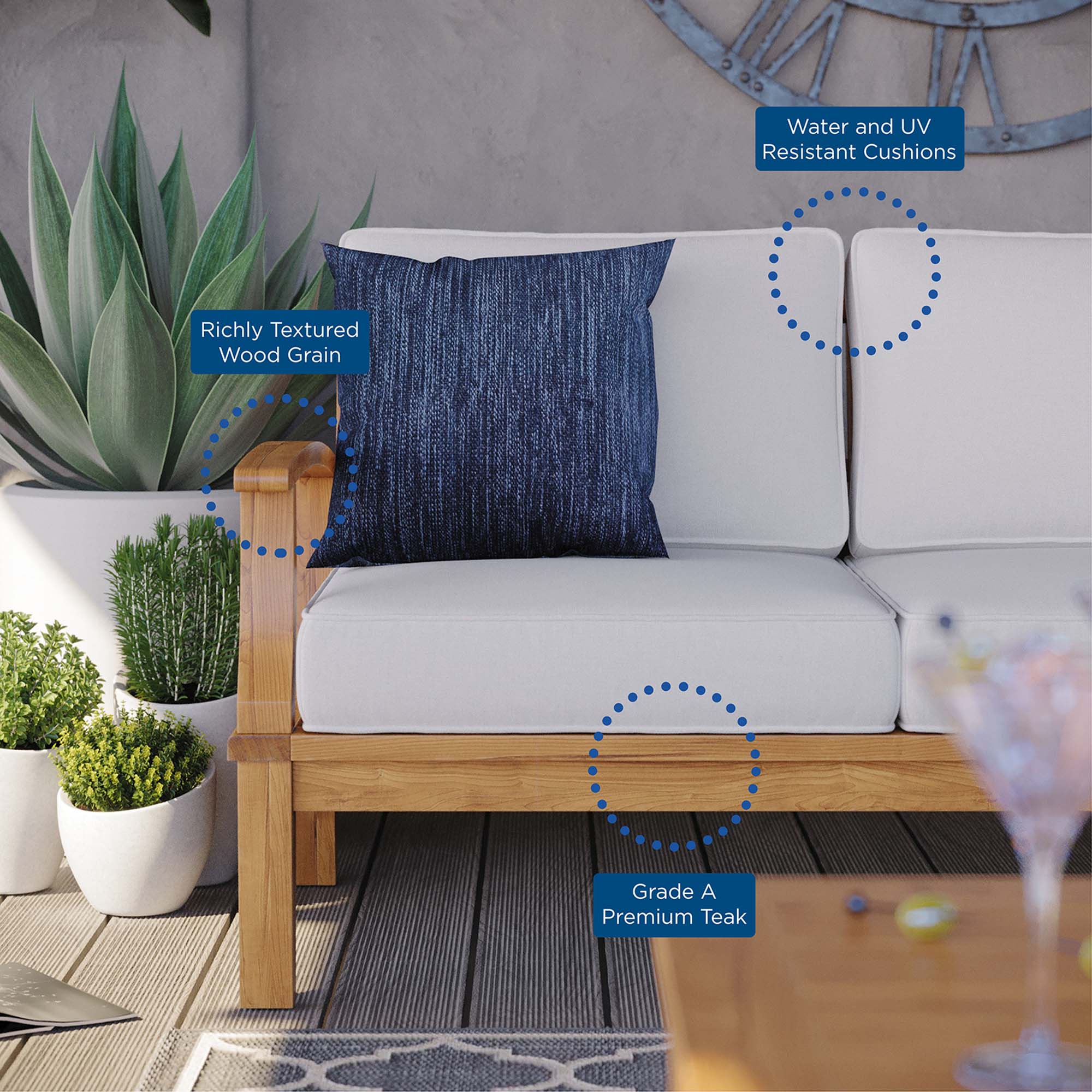 Marina Outdoor Patio Teak Sofa by Modway - Image 2