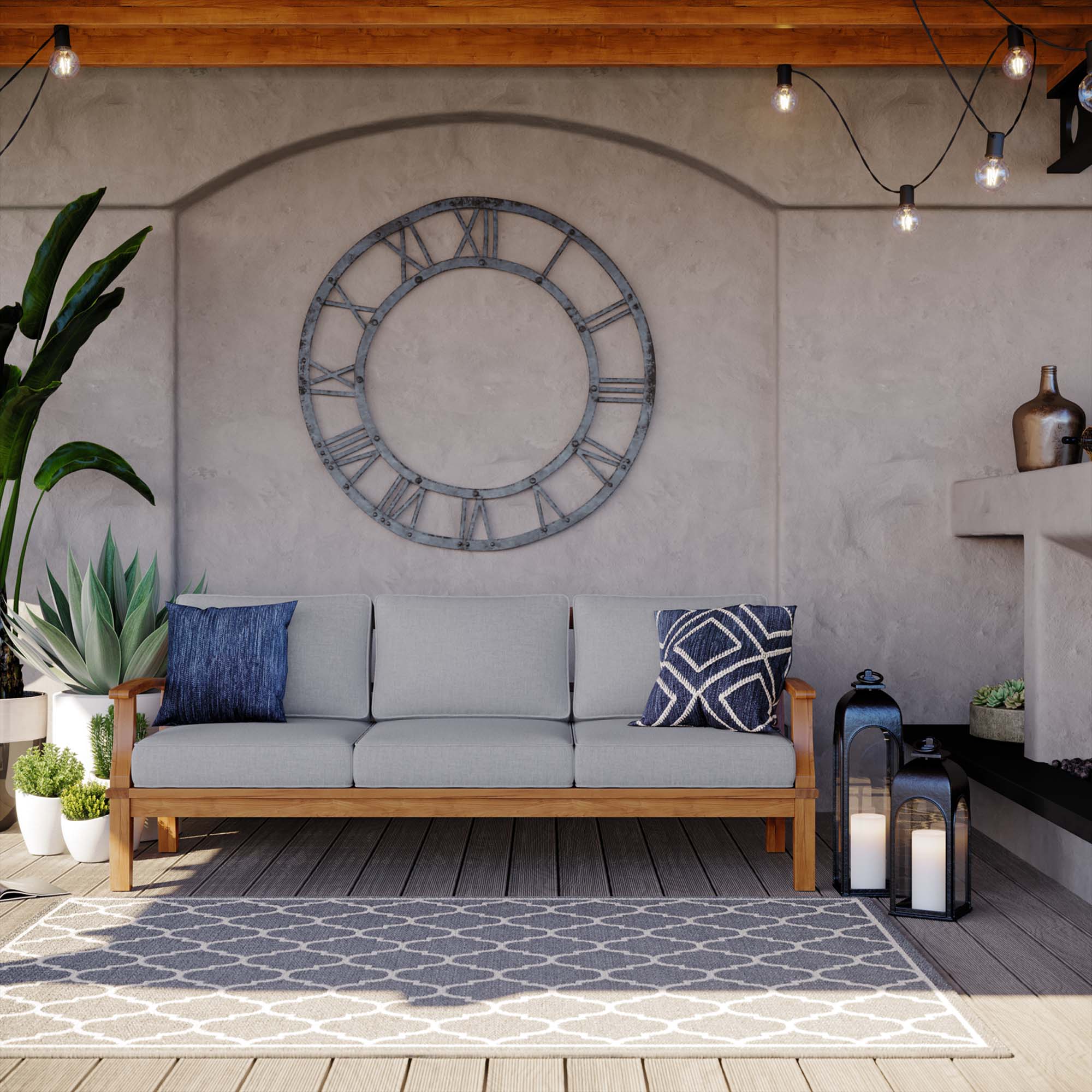 Marina Outdoor Patio Teak Sofa by Modway - Image 9