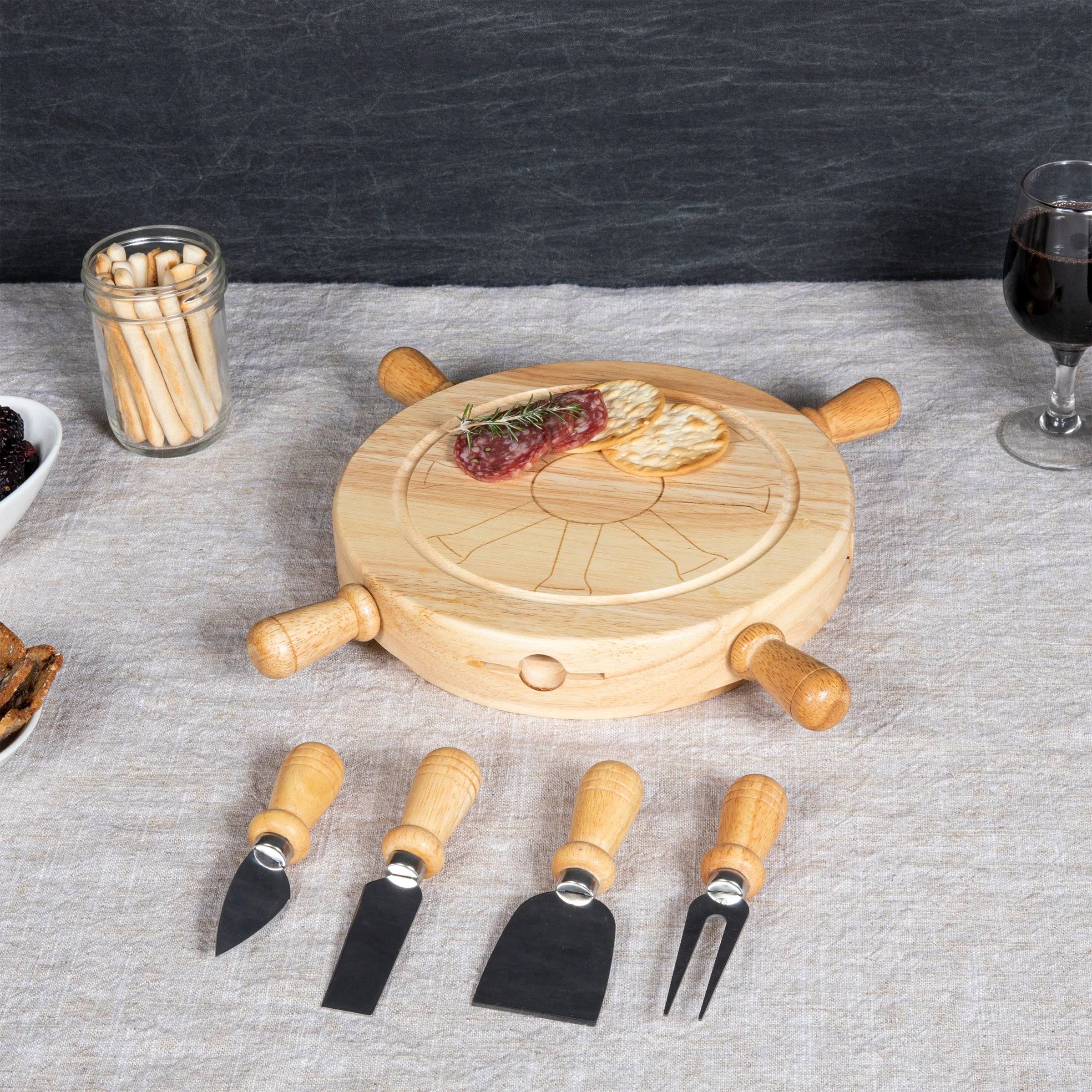Mariner Lazy Susan Cheese Cutting Board & Tools Set - Image 2