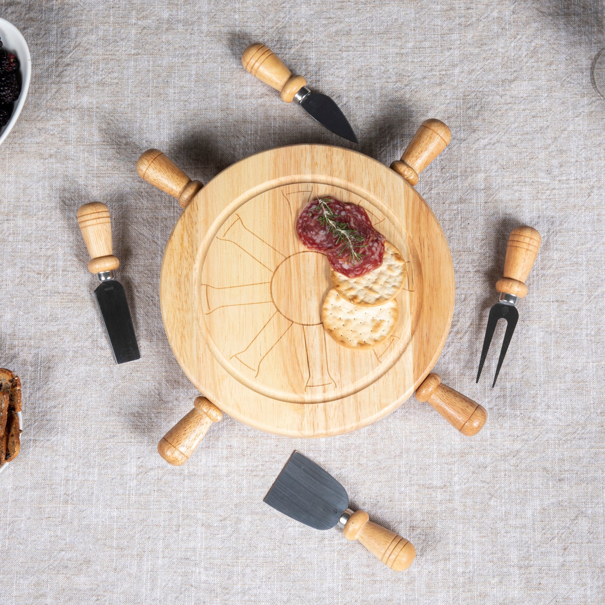 Mariner Lazy Susan Cheese Cutting Board & Tools Set - Image 3