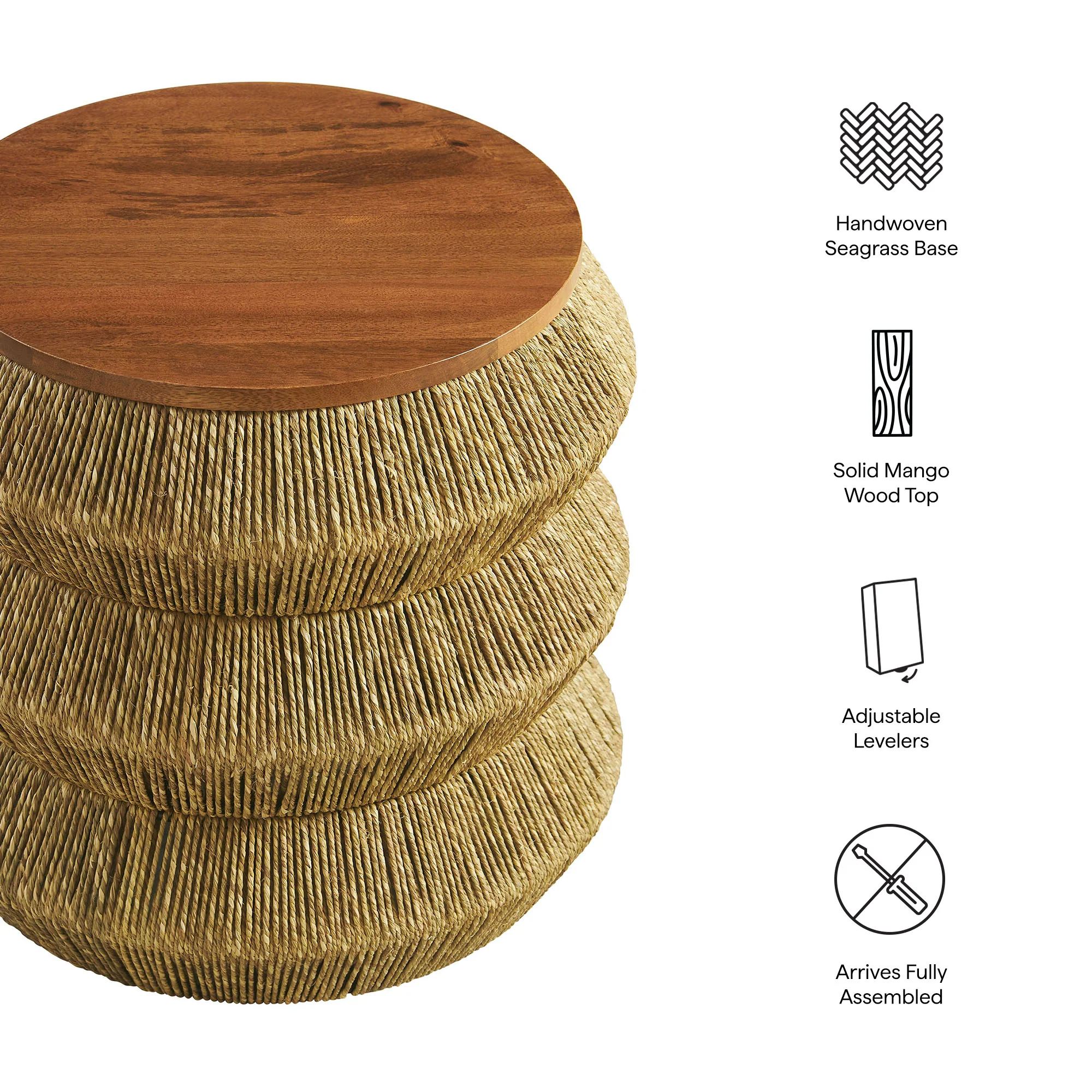 Maris Seagrass and Wood End Table by Modway - Image 3