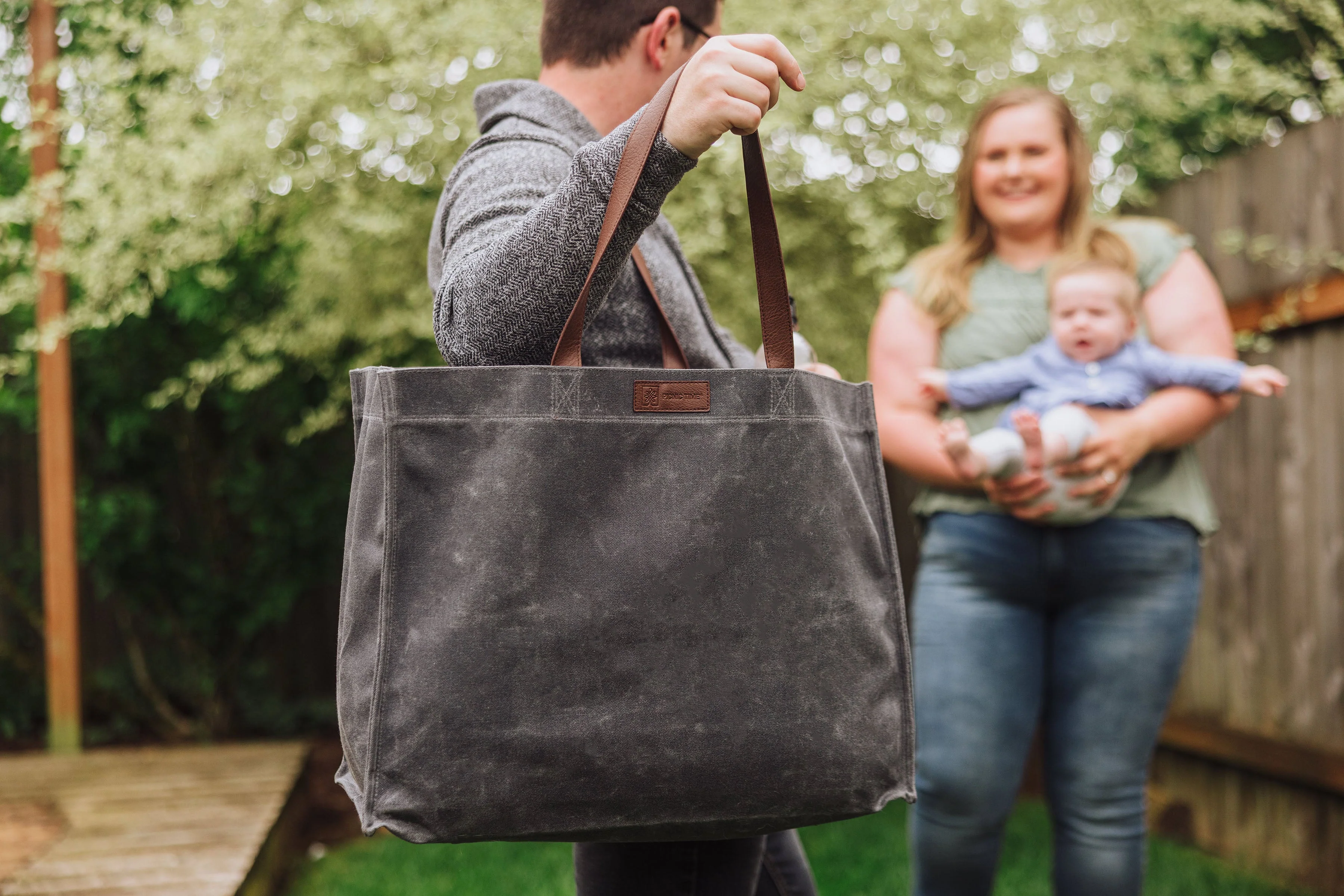 Market Waxed Canvas Tote with Leatherette Handles - Image 10