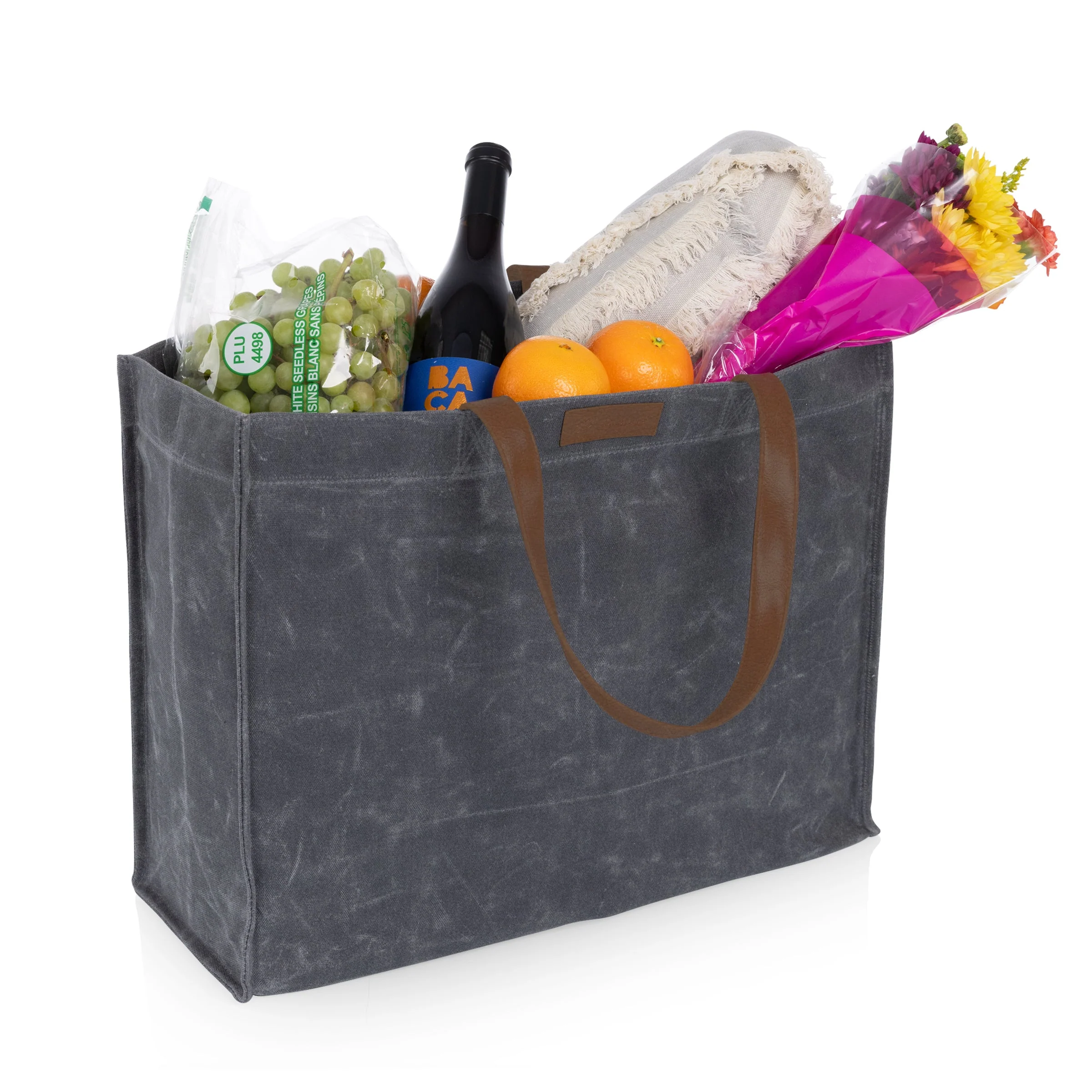 Market Waxed Canvas Tote with Leatherette Handles - Image 11