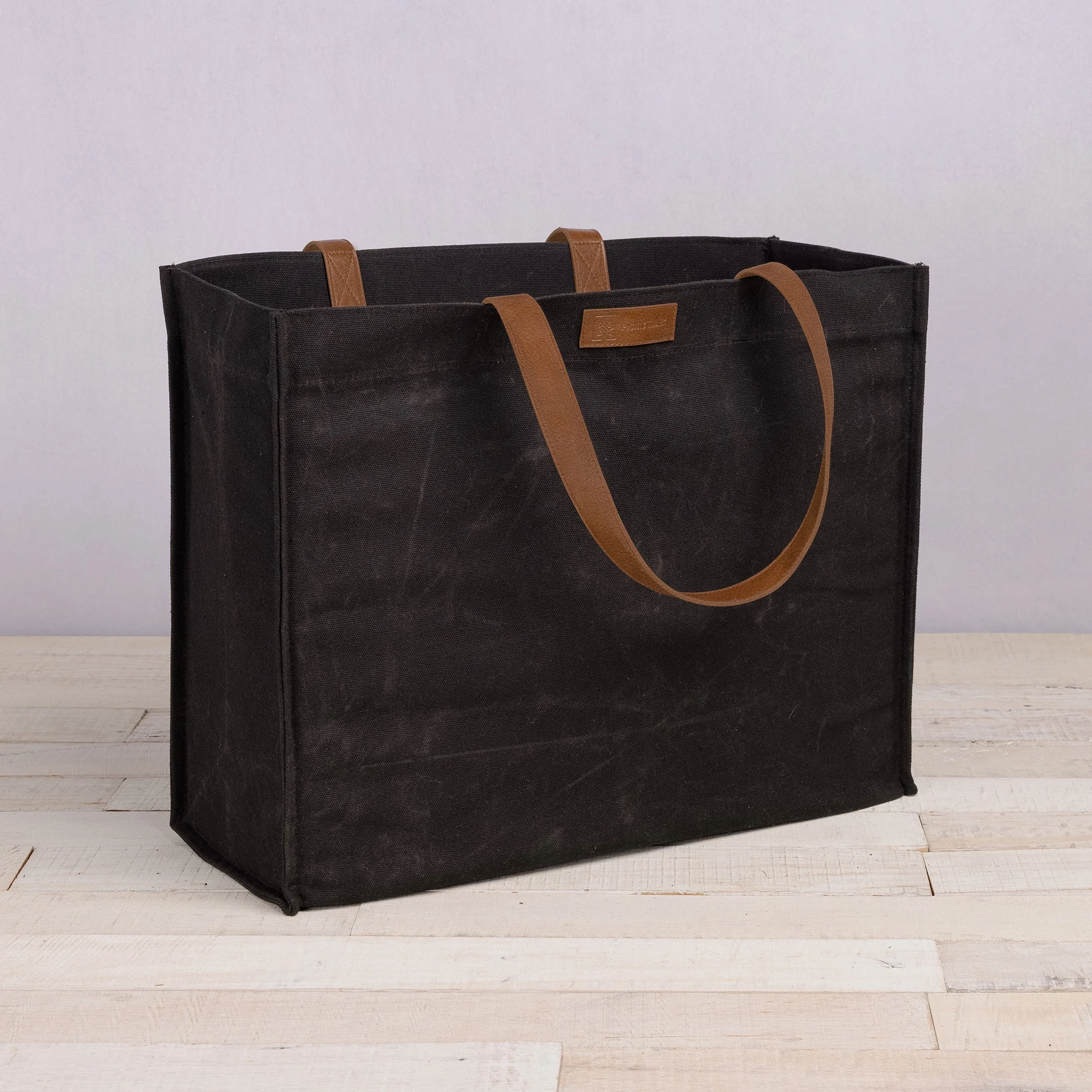 Market Waxed Canvas Tote with Leatherette Handles - Image 12