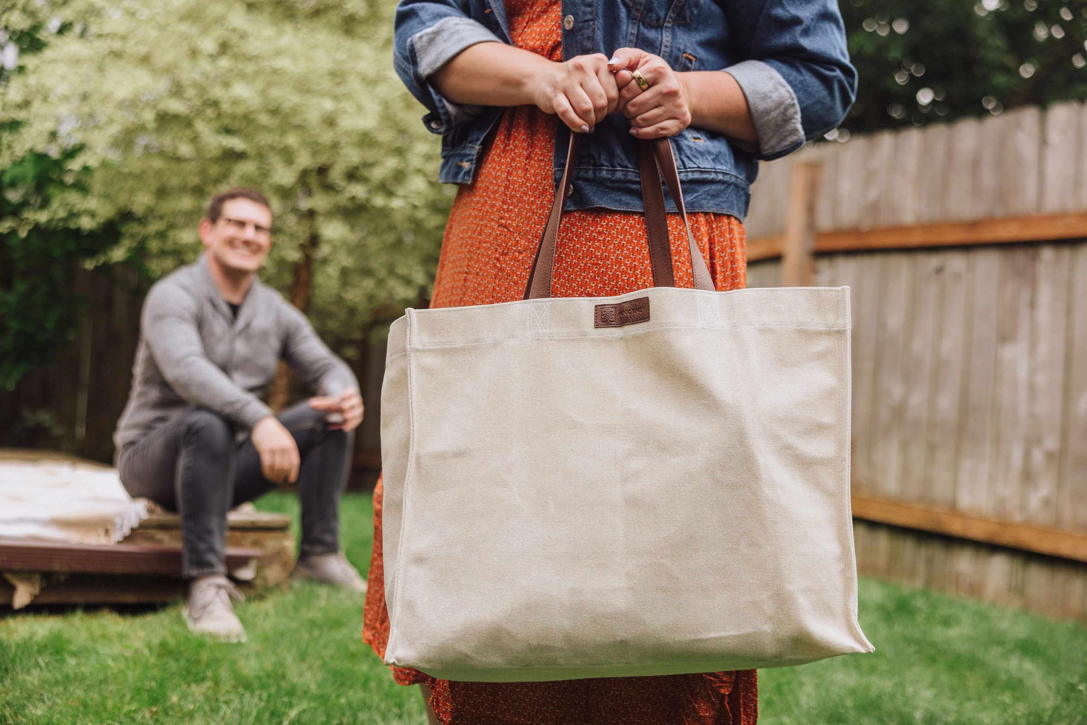 Market Waxed Canvas Tote with Leatherette Handles - Image 26