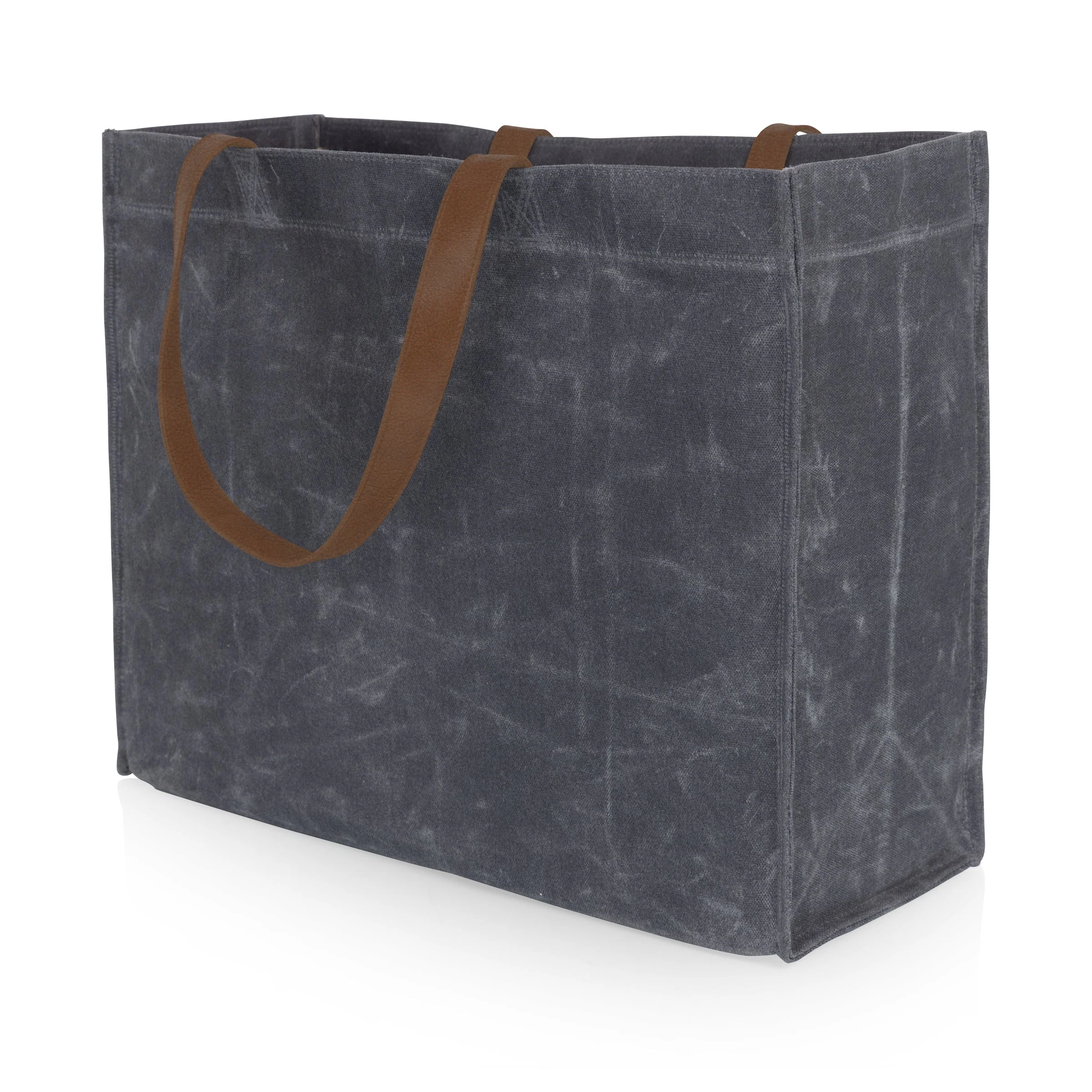 Market Waxed Canvas Tote with Leatherette Handles - Image 3