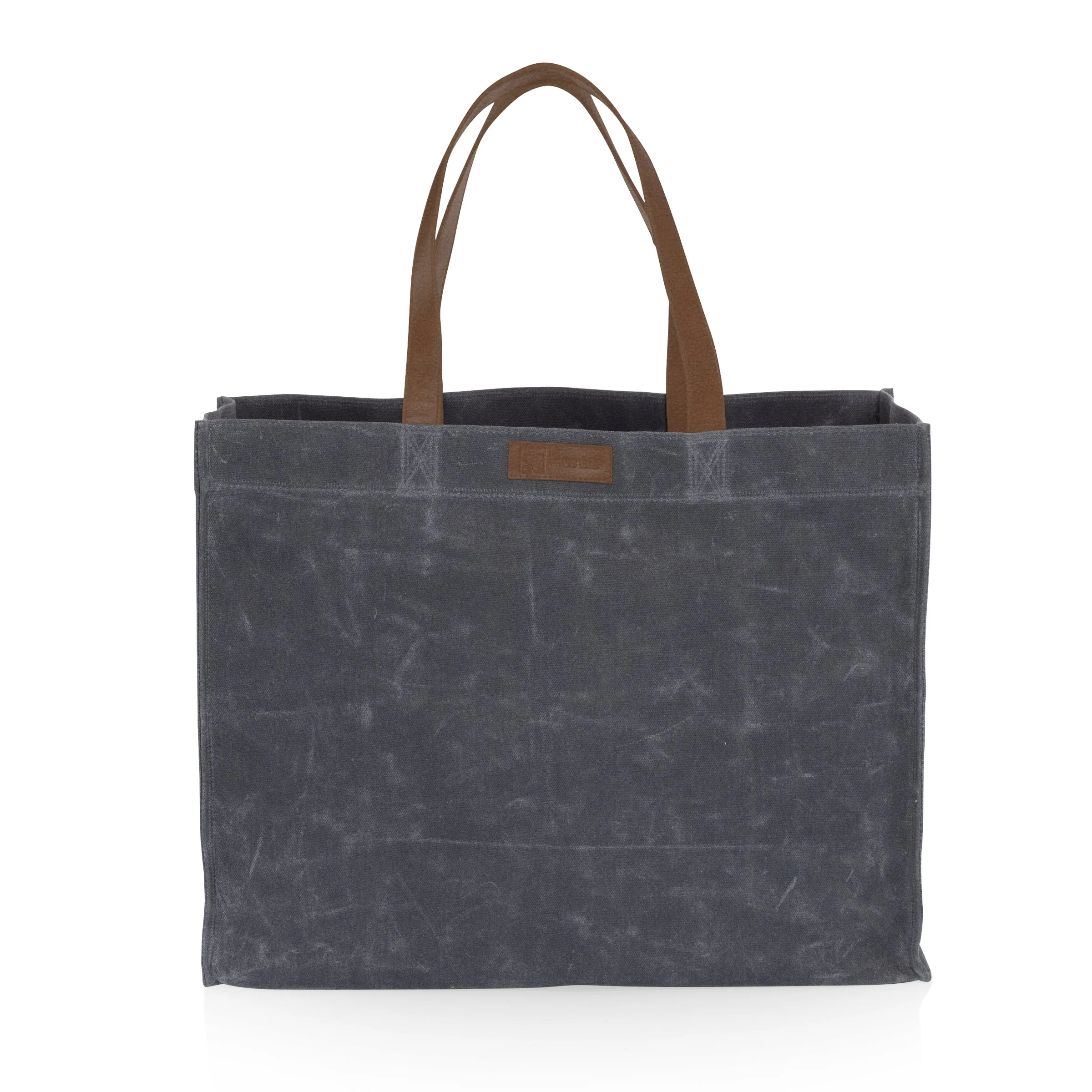 Market Waxed Canvas Tote with Leatherette Handles - Image 6