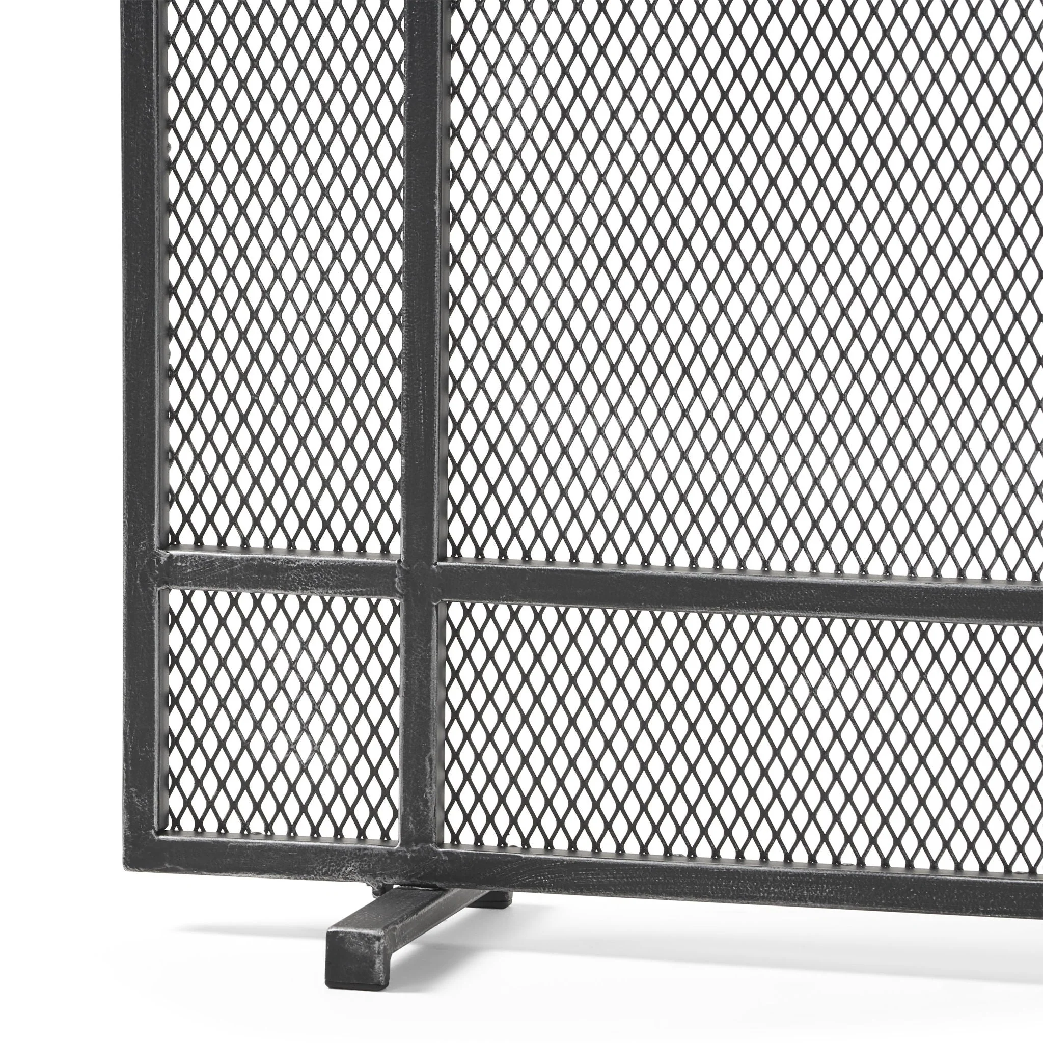 Markus - Modern Single Panel Iron Firescreen Black Brushed Silver - Image 2