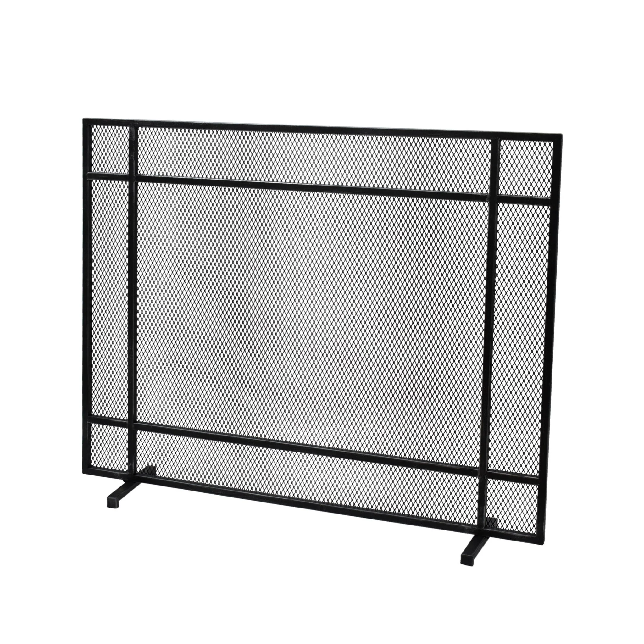 Markus - Modern Single Panel Iron Firescreen Black Brushed Silver - Image 6