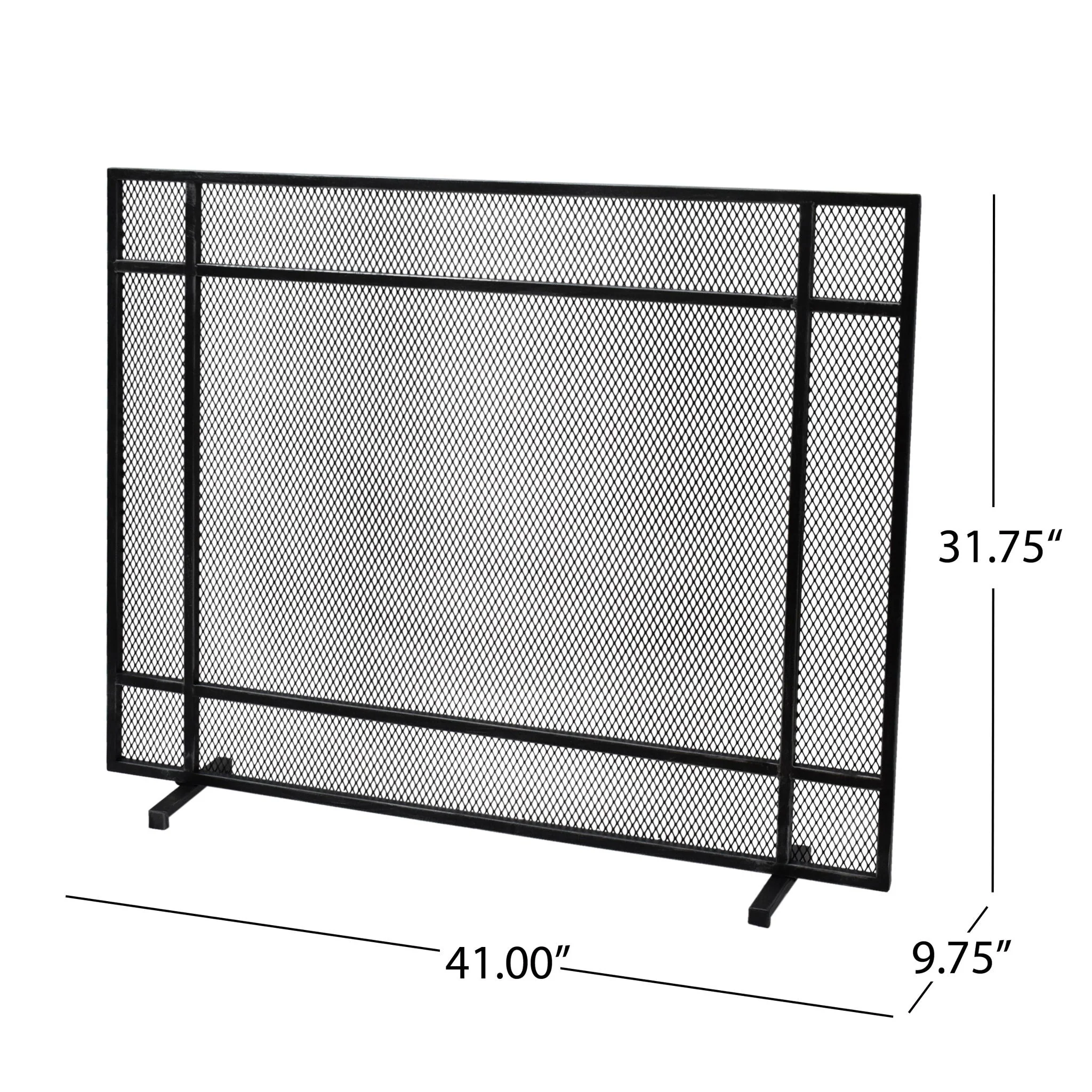 Markus - Modern Single Panel Iron Firescreen Black Brushed Silver - Image 8