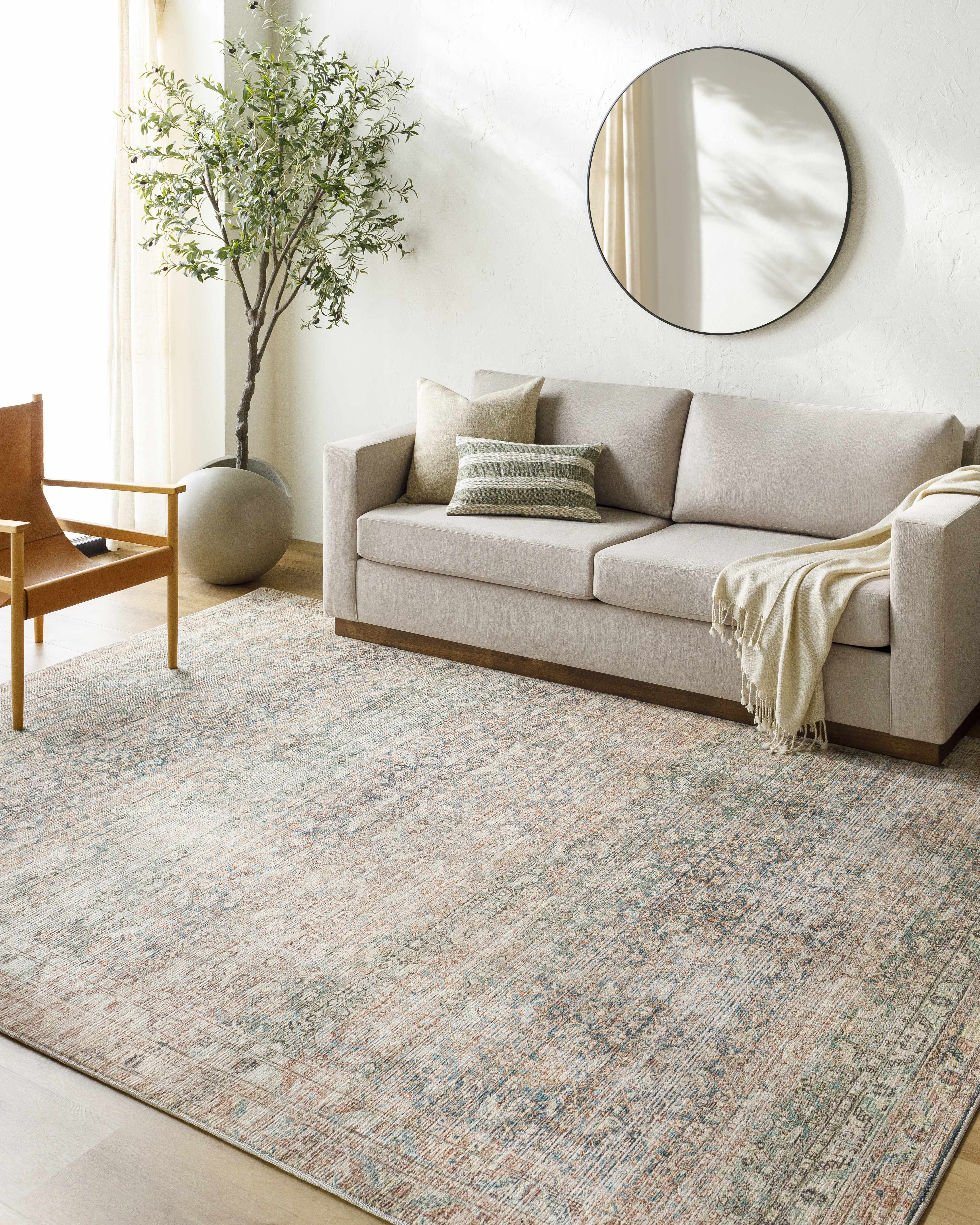 Marlene Damask Beige & Green Area Rug - Becki Owens x Livabliss - Image 2