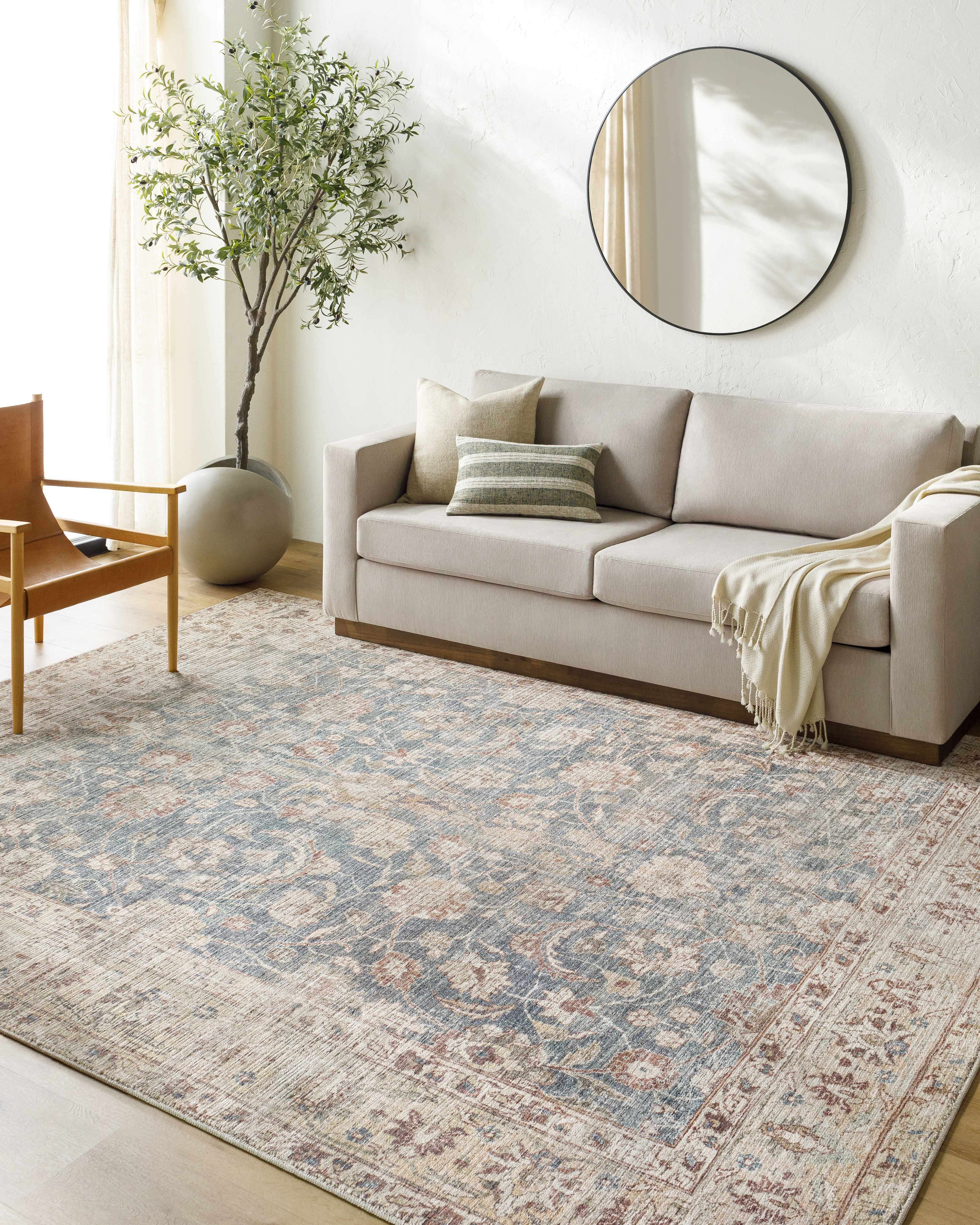 Marlene Damask Beige & Navy Area Rug - Becki Owens x Livabliss - Image 2