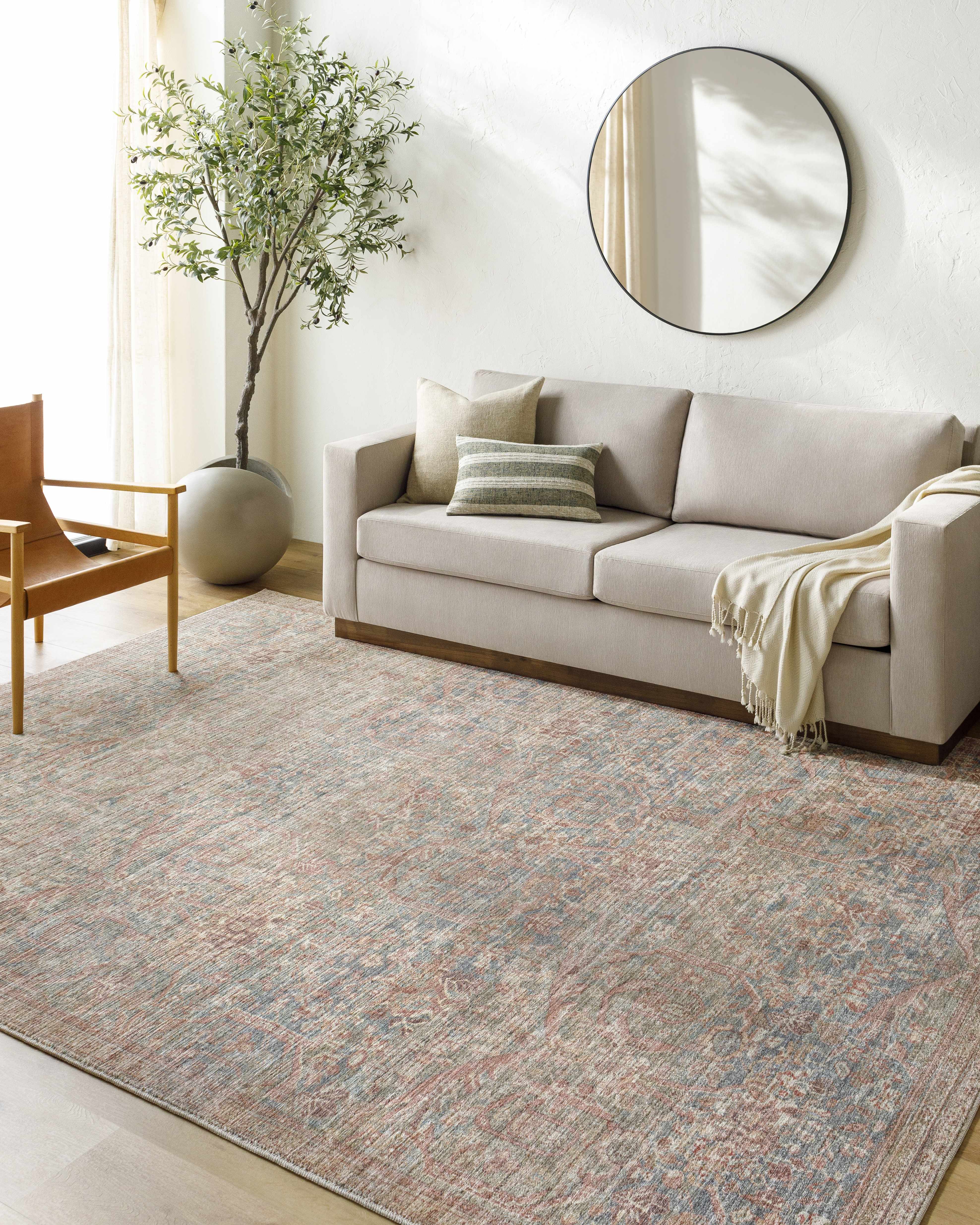 Marlene Damask Brown & Blue Area Rug - Becki Owens x Livabliss - Image 4