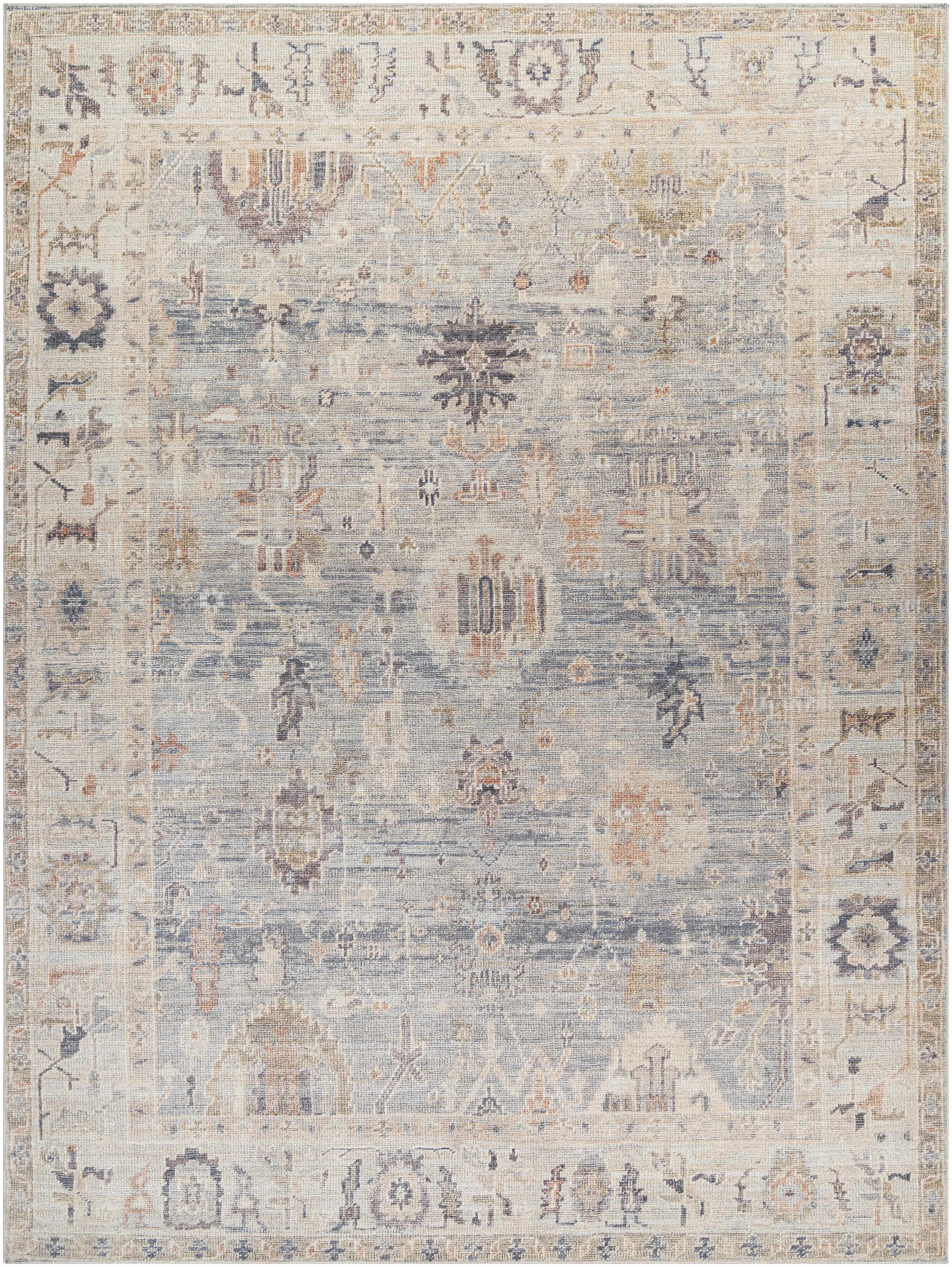 Marlene Damask Cream & Blue Area Rug - Becki Owens x Livabliss - Image 4