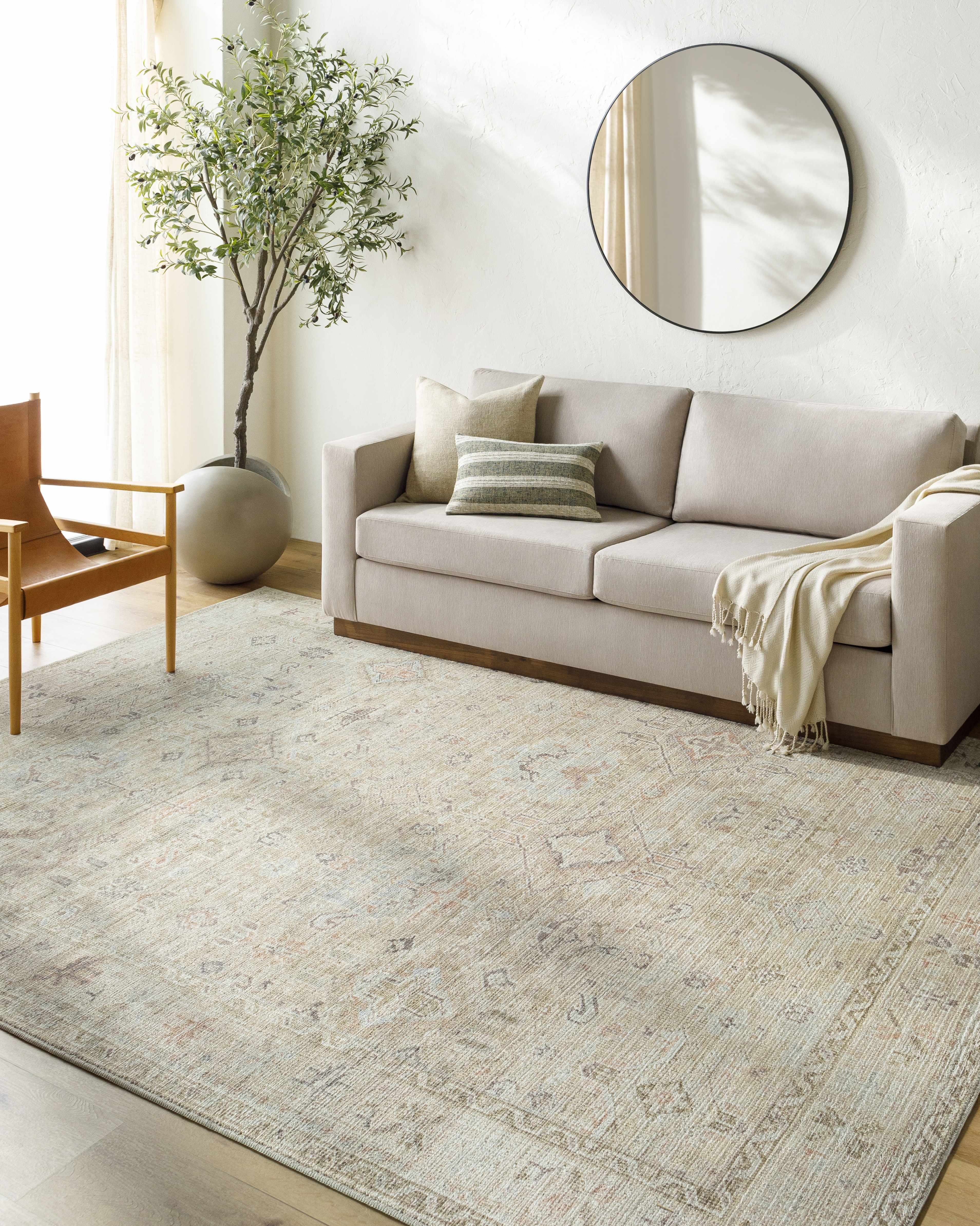 Marlene Damask Light Brown Area Rug - Becki Owens x Livabliss - Image 2