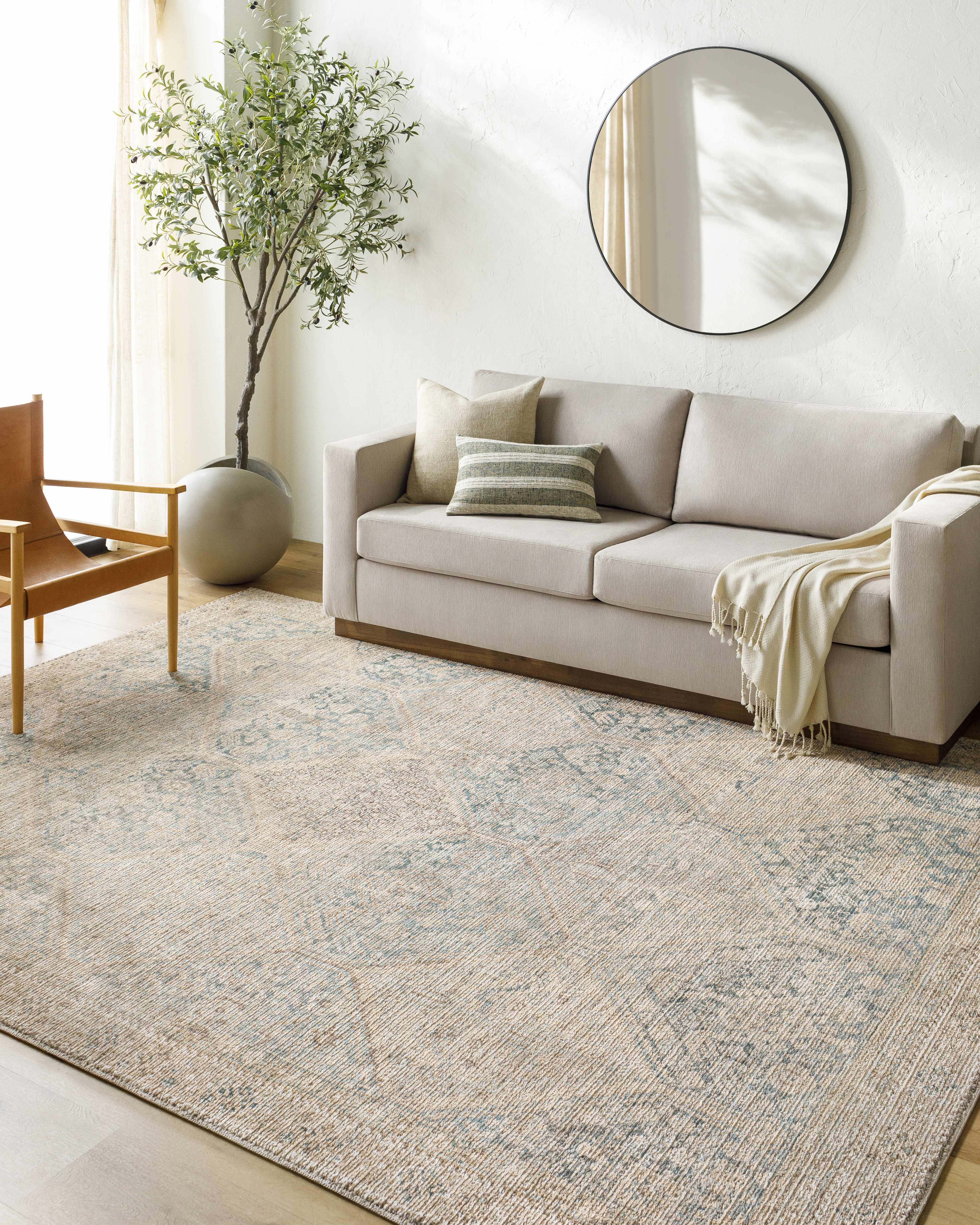 Marlene Medallion Beige & Blue Area Rug - Becki Owens x Livabliss - Image 2